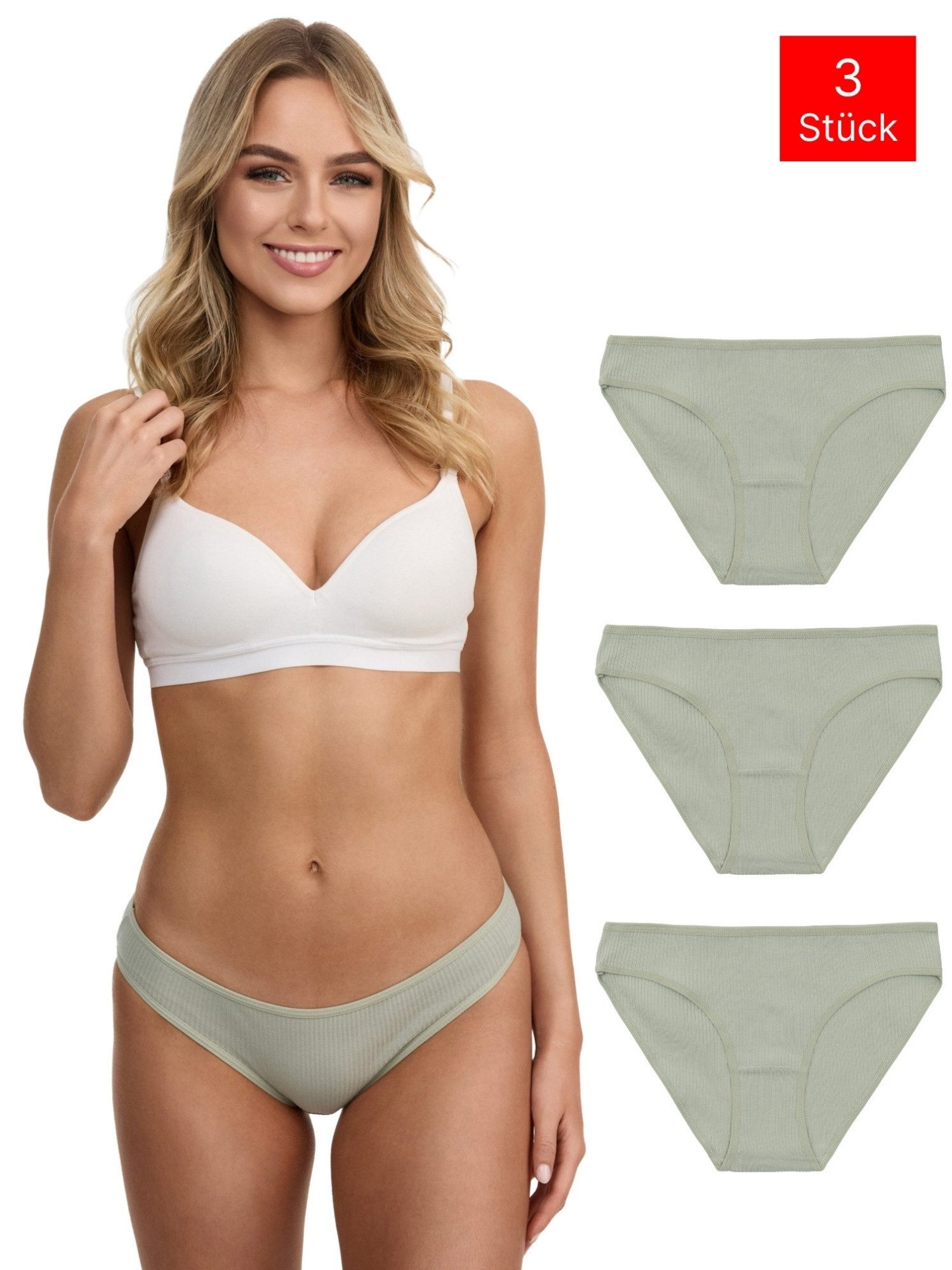 Tazzio Slip 3er-Pack Damen Slip F941 (Packung, 3-St., 3er-Pack) Nahtlose Verarbeitung - keine sichtbaren Linien unterm Outfit