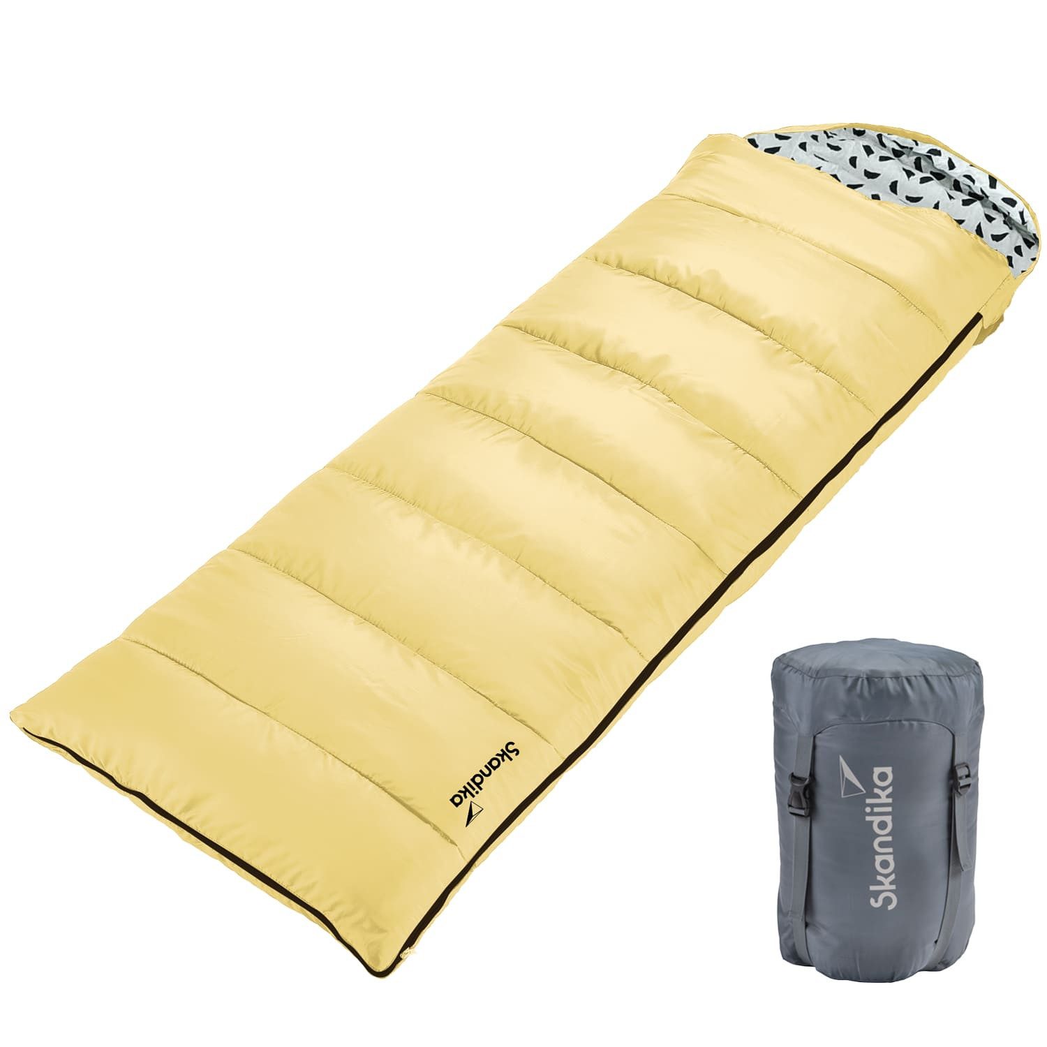 Skandika Schlafsack Iceland, Polycotton, atmungsaktiv, Innentasche mit Klett (2-Wege-Reißverschluss mit Kälteschutz, Stoffsteg, Webbandklemmschutz), 3 Jahreszeiten, 220 x 80 cm, koppelbar, bis -10° C, Packsack