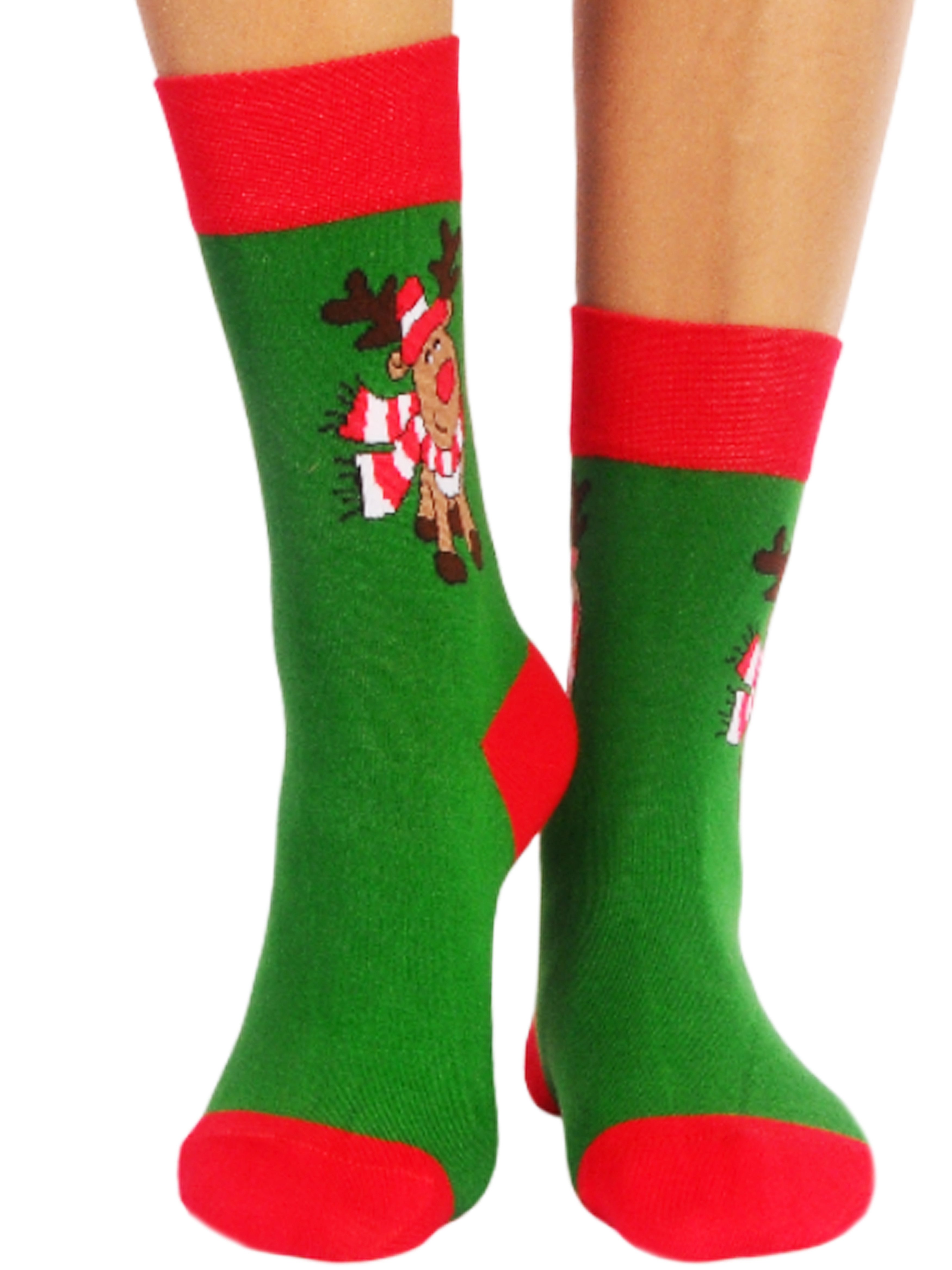 Socken Weihnachtssocken weihnachtliche socks in Grün Strümpfe
