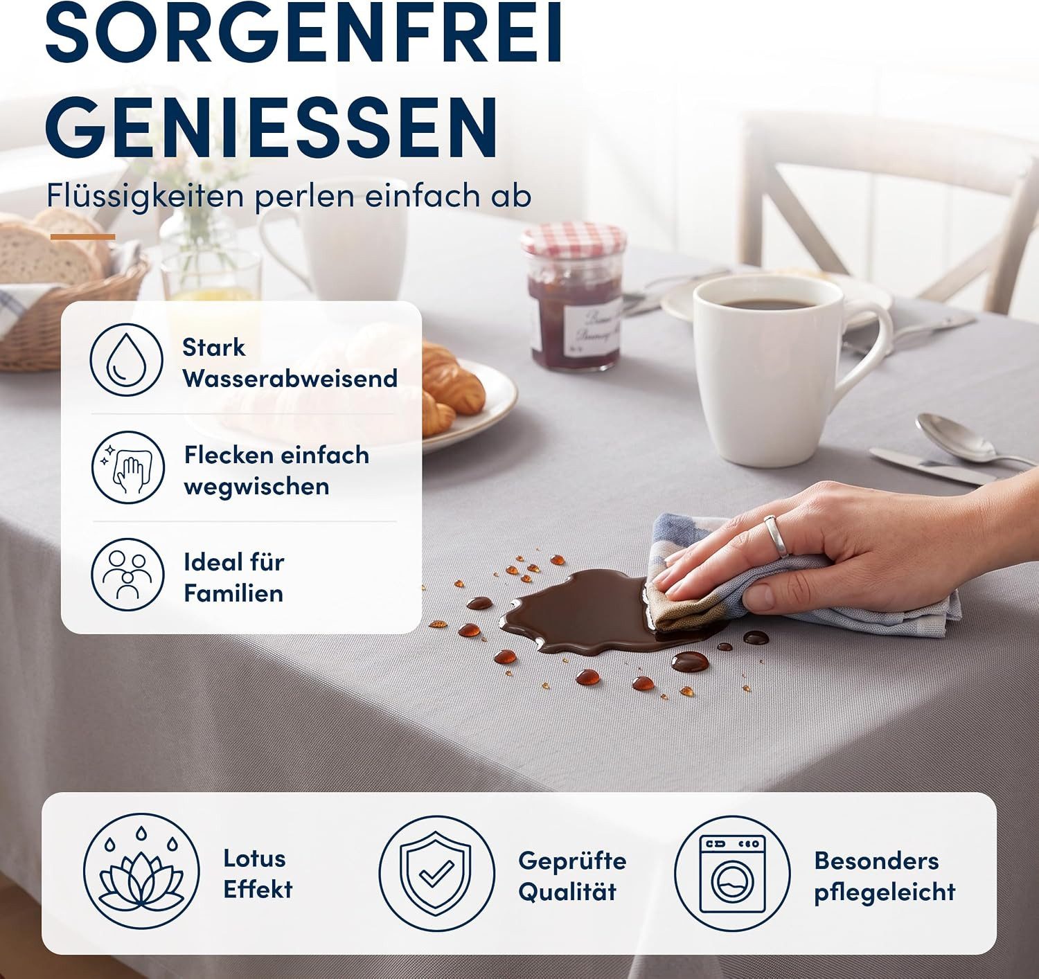 Stoffschmiede Tischdecke mit Leinen-Optik, Wasserabweisend