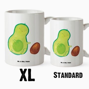 Mr. & Mrs. Panda Tasse Avocado Kern rollt - Weiß - Geschenk, Veggie, XL Teetasse, Große Tass, XL Tasse Keramik, Einzigartiges Design