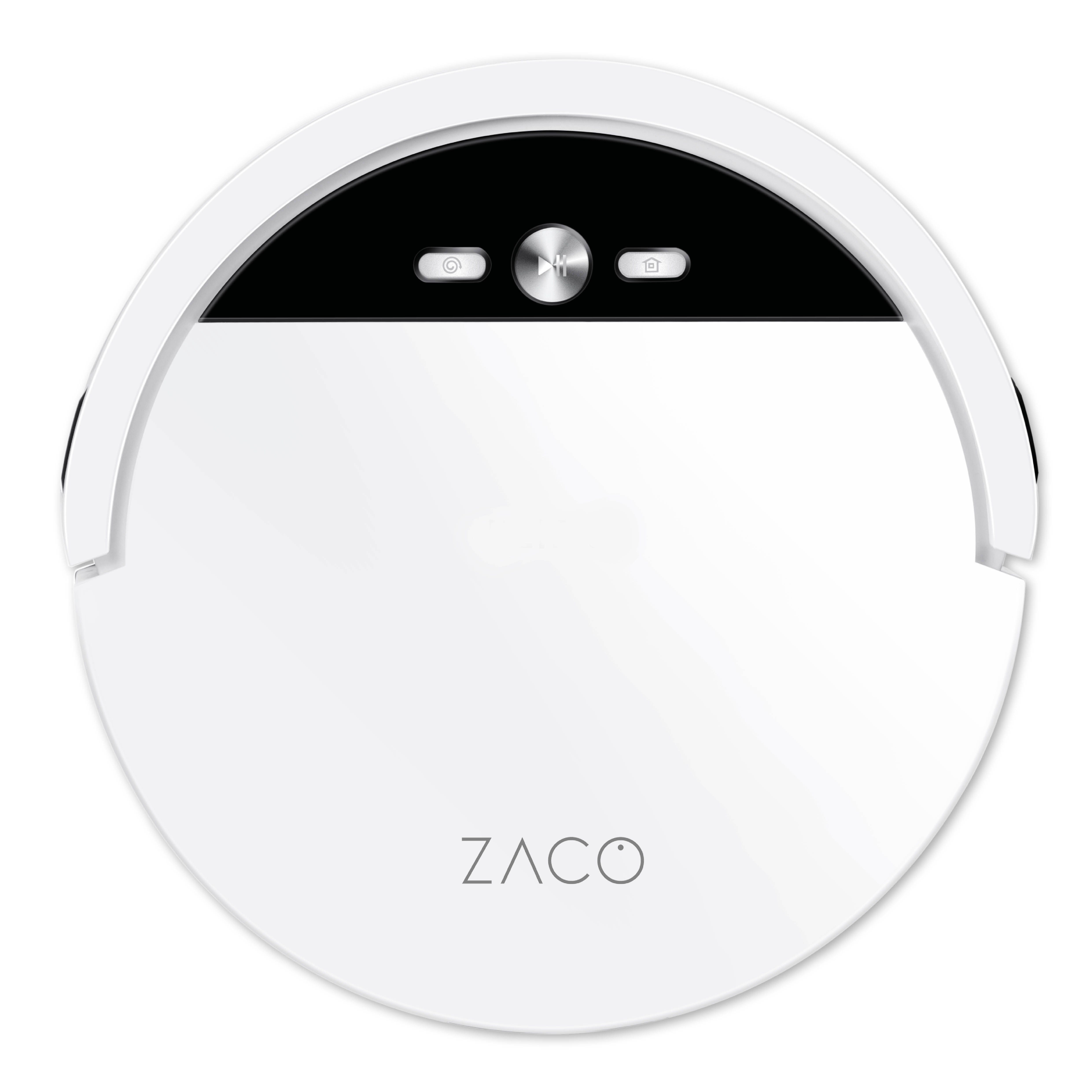 ZACO Saugroboter V4, 22 Watt, beutellos, Einfache Bedienung, Steuerung per  Knopfdruck oder Fernbedienung, Roboterstaubsauger mit Ladestation,  Staubsaugerroboter flach, Treppenfallschutz-Sensoren, ca. 100 Minuten  Reinigungszeit, für Haustiere und ...