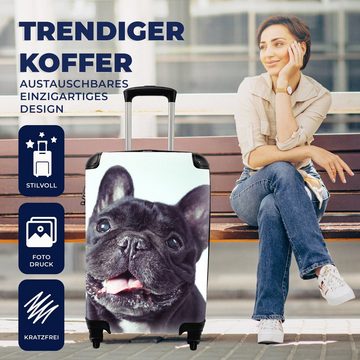 MuchoWow Handgepäckkoffer Französische Bulldogge - Schwarz - Stuhl, 4 Rollen, Reisetasche mit rollen, Handgepäck für Ferien, Trolley, Reisekoffer