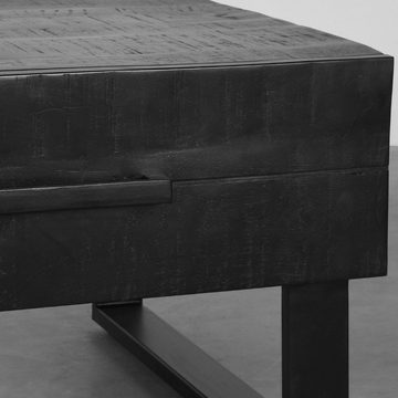 RINGO-Living Beistelltisch Couchtisch Keilani mit Schublade in Schwarz aus Mangoholz 410x700x640m, Möbel