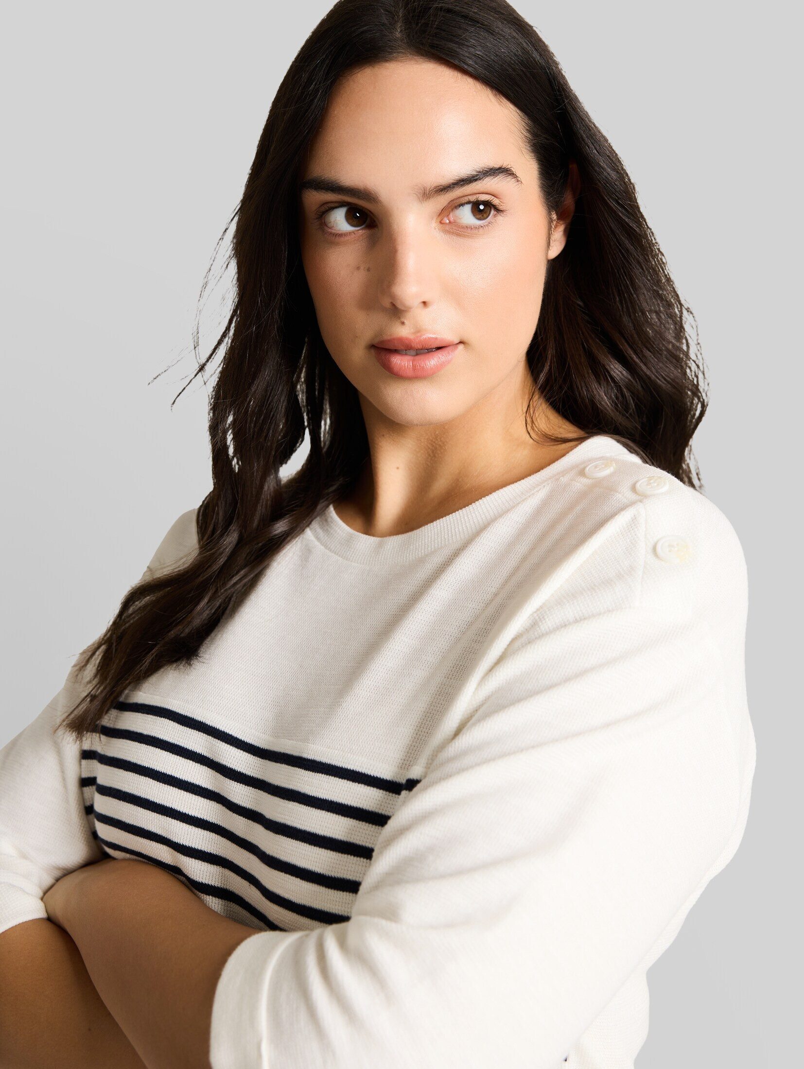 TOM TAILOR PLUS 3/4-Arm-Shirt T-Shirt Plus Size - Langarmshirt mit Streifenmuster – Bild 4 von 5
