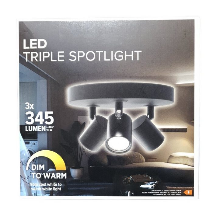 Spectrum Deckenstrahler LED Triple Spotlight Dreifachstrahler rund LED fest integriert