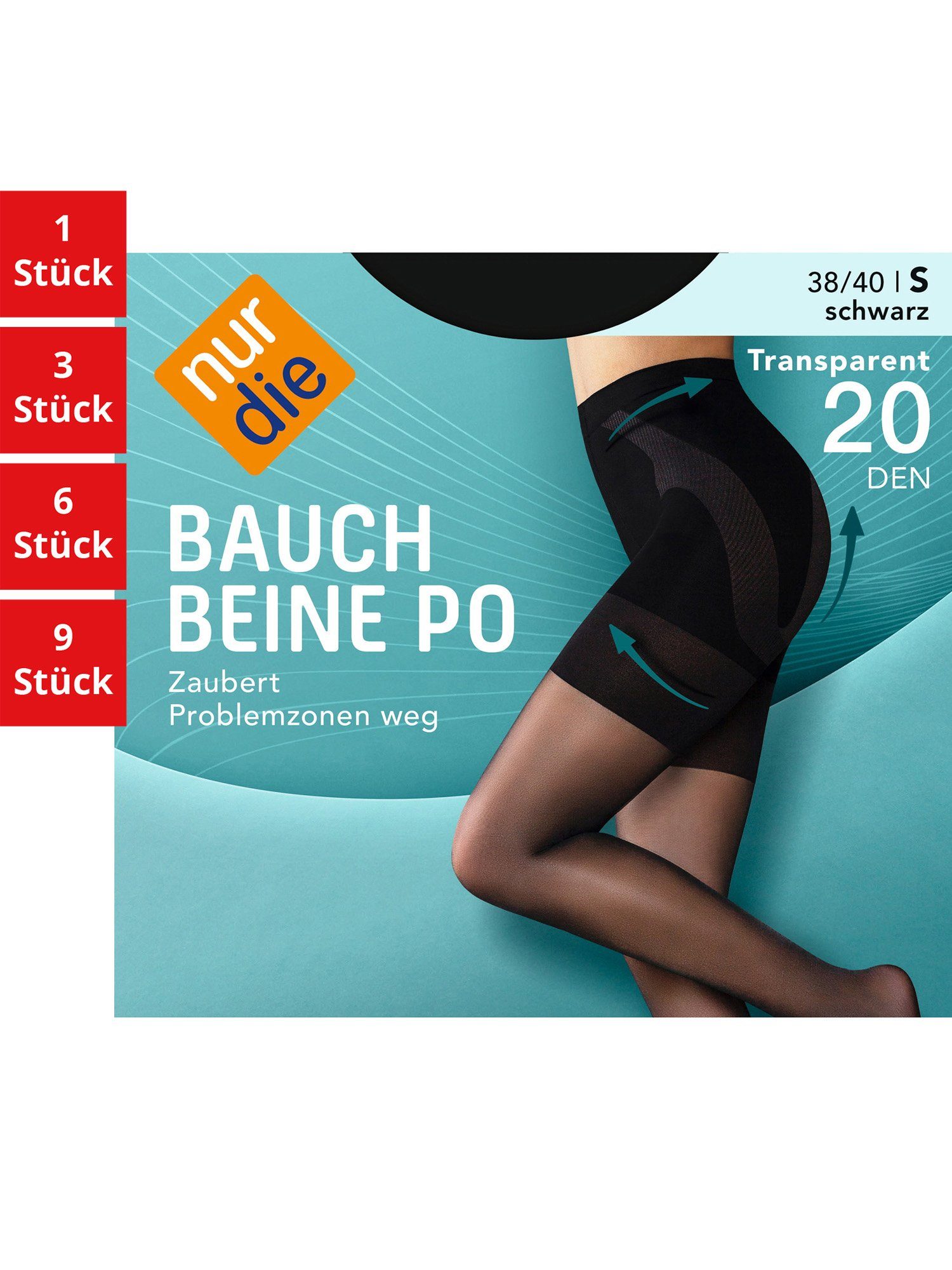 Nur Die Feinstrumpfhose Bauch-Beine-Po 20 DEN Damen (1er/3er/6er/9er Pack 1 St) nylon transparent Fein-strumpfhose durchsichtig frauen multi-pack schwarz
