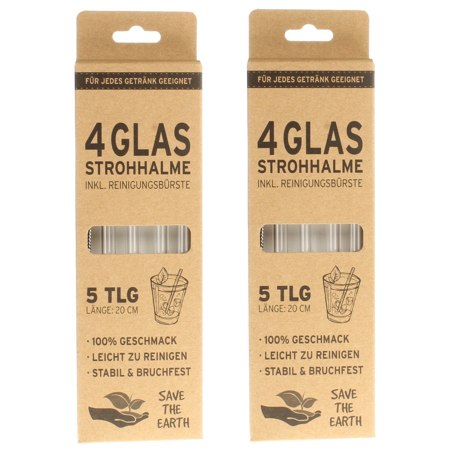 Macosa Home Trinkhalme Trinkröhrchen Glas 8 Stück inkl. Reinigungsbürste 20 cm, (Röhrchen Cocktails, 8-tlg., Glastrinkhalm Halm), Nachhaltige Strohhalme Glasstrohhalm wiederverwendbar