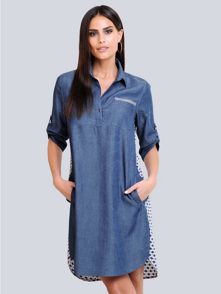 Alba Moda Kleid mit gemustertem Rückenteil in blau