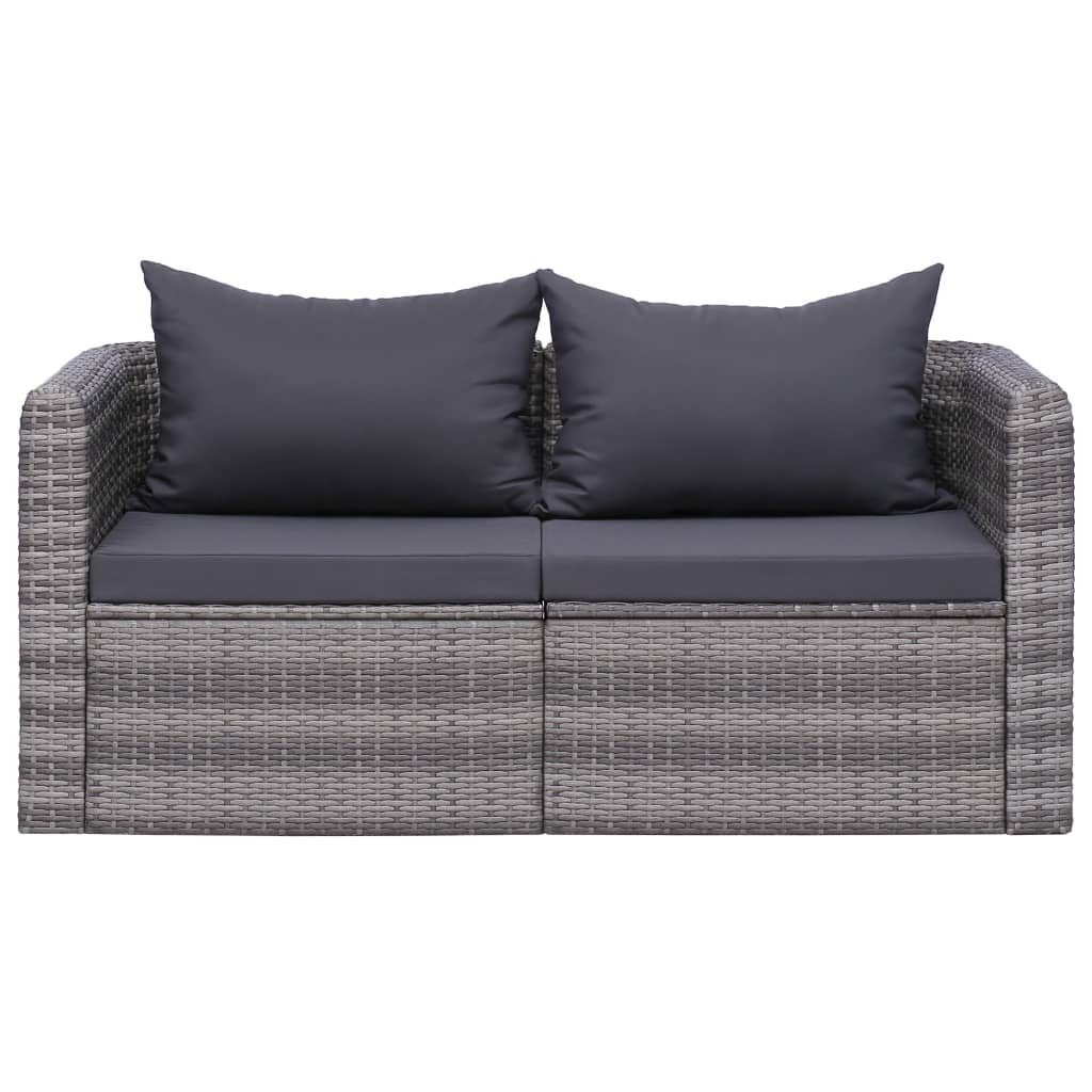 Loungesofa Stk. vidaXL Poly Rattan, 2 Garten-Ecksofas Grau 2 Teile