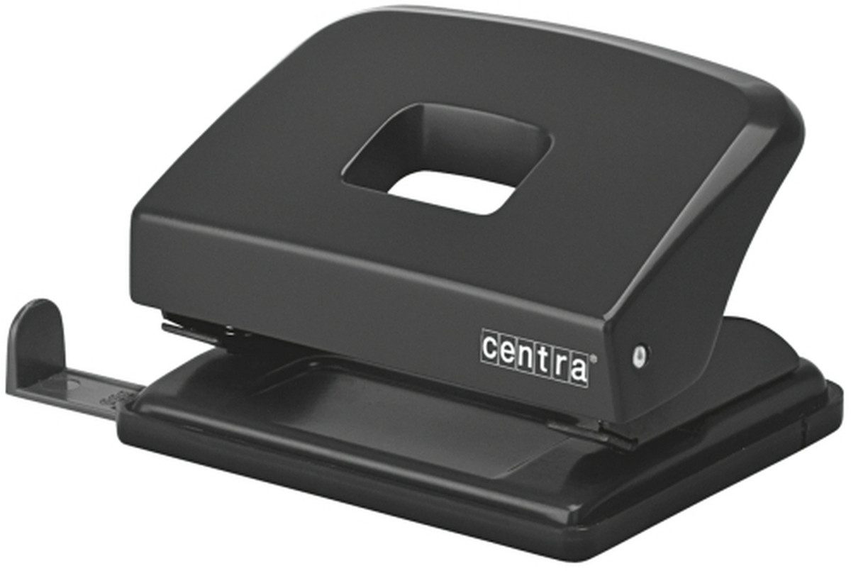 Centra Locher Locher HP20 Kunststoff für 20 Blatt mit Anschlagschiene schwarz