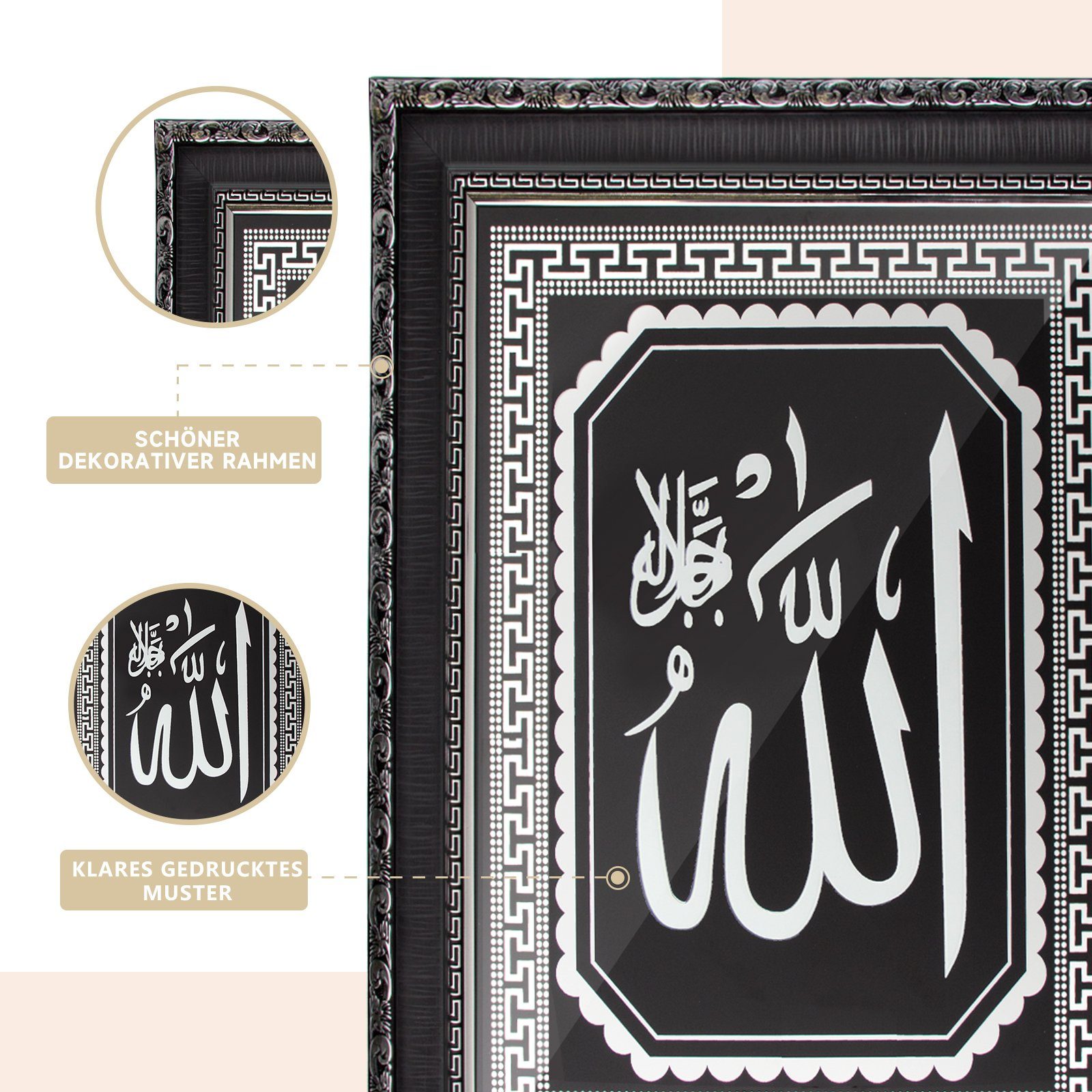 HOMELUX Bild mit Rahmen Islamische Bilder mit Bilderrahmen, Islam Deko,  Islamische Geschenke, Islamische geschenke, Arabische Islamische Ramadan  Dekoration