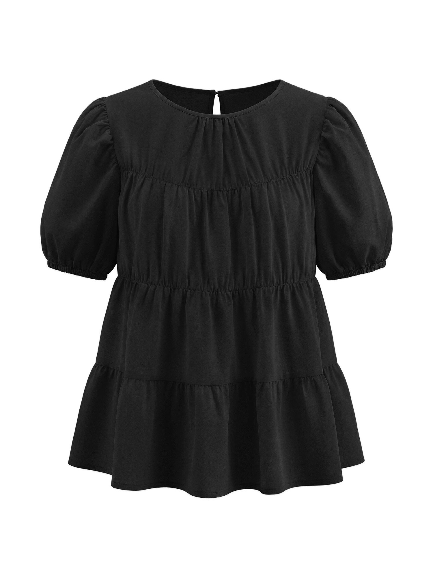 Imily Bela T-Shirt Damen Babydoll Tops mit Puffärmeln und Schößchen (Packung, 1-tlg., 1per-Pack) aus Baumwolle