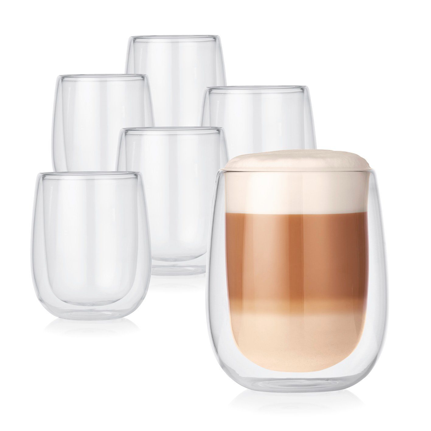 GOURMETmaxx Latte-Macchiato-Glas Latte Macchiato Thermogläser - 6er-Set - 350ml - transparent