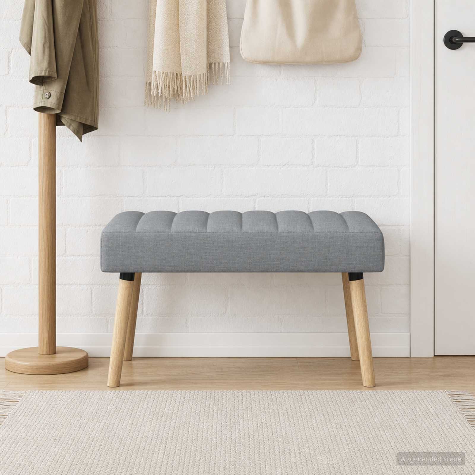vidaXL Sitzbank Kanalgepolsterte Bank Hellgrau 80 x 40 x 46 cm Stoff (1-St)