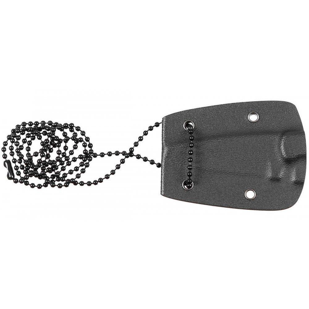 FoxOutdoor Taschenmesser Messer, "Neck II", stonew., Kunststoff-Scheide mit Kette, (Set, Messer mit Scheide), Tantoklinge stonewashed mit Glattschliff