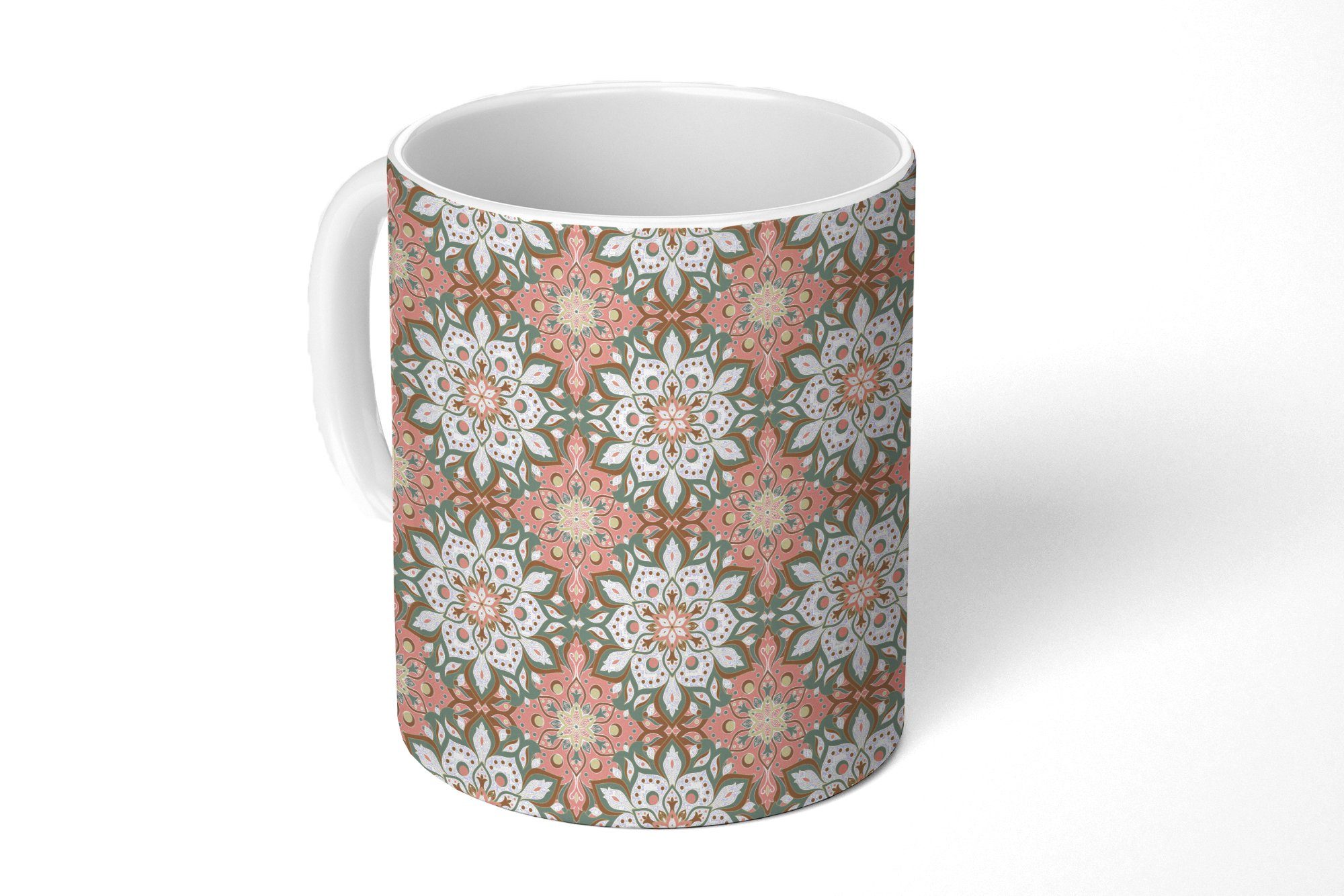 Geschenk Blumen Mandala Becher, Kaffeetassen, - Teetasse, Muster, Teetasse, MuchoWow Tasse Vintage - Keramik, -