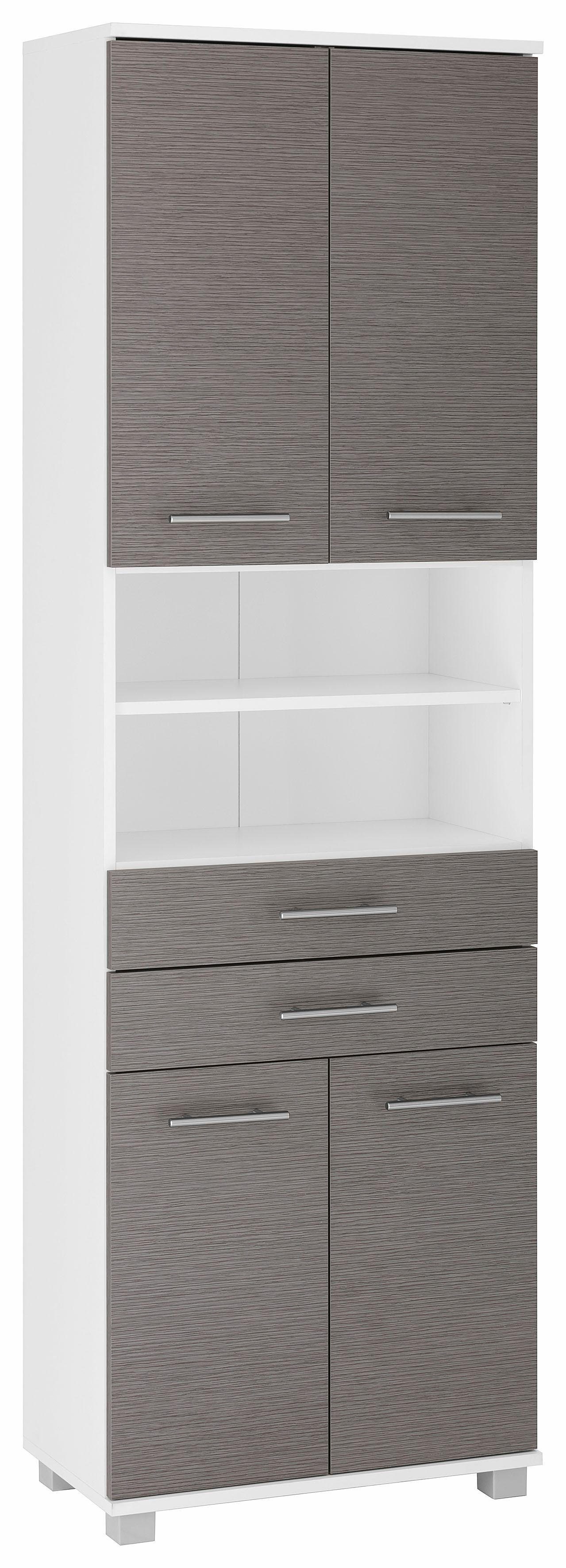 Schildmeyer Hochschrank Palermo Breite 60 cm, verstellbare Einlegeböden, Metallgriffe weiß/eschefarben grau | Hochschränke