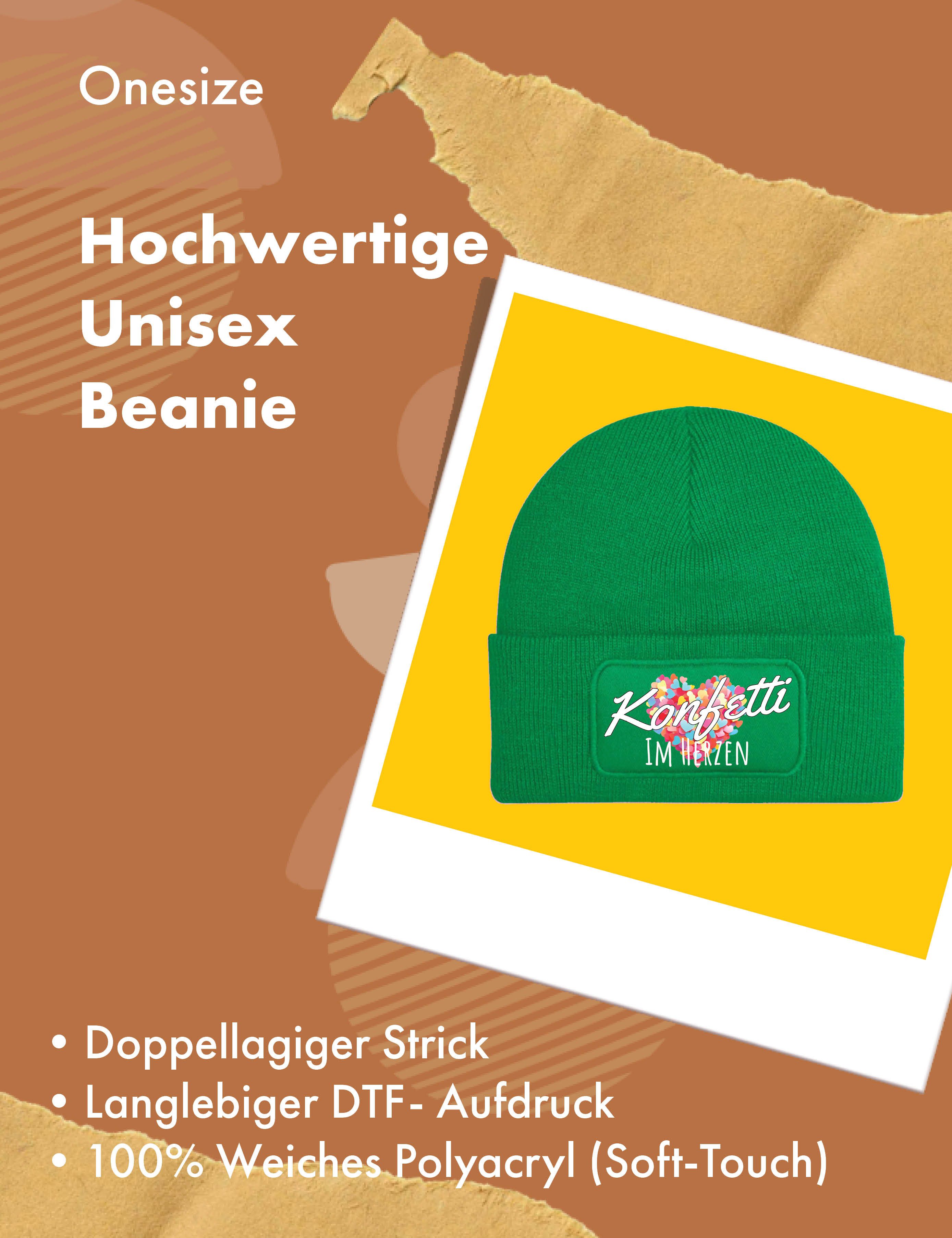 Youth Designz Beanie Unisex Strick Beanie Mütze "Konfetti im Herzen" Aufdruck Geschenk mit lustigem Spruch Print für Frauen und Männer
