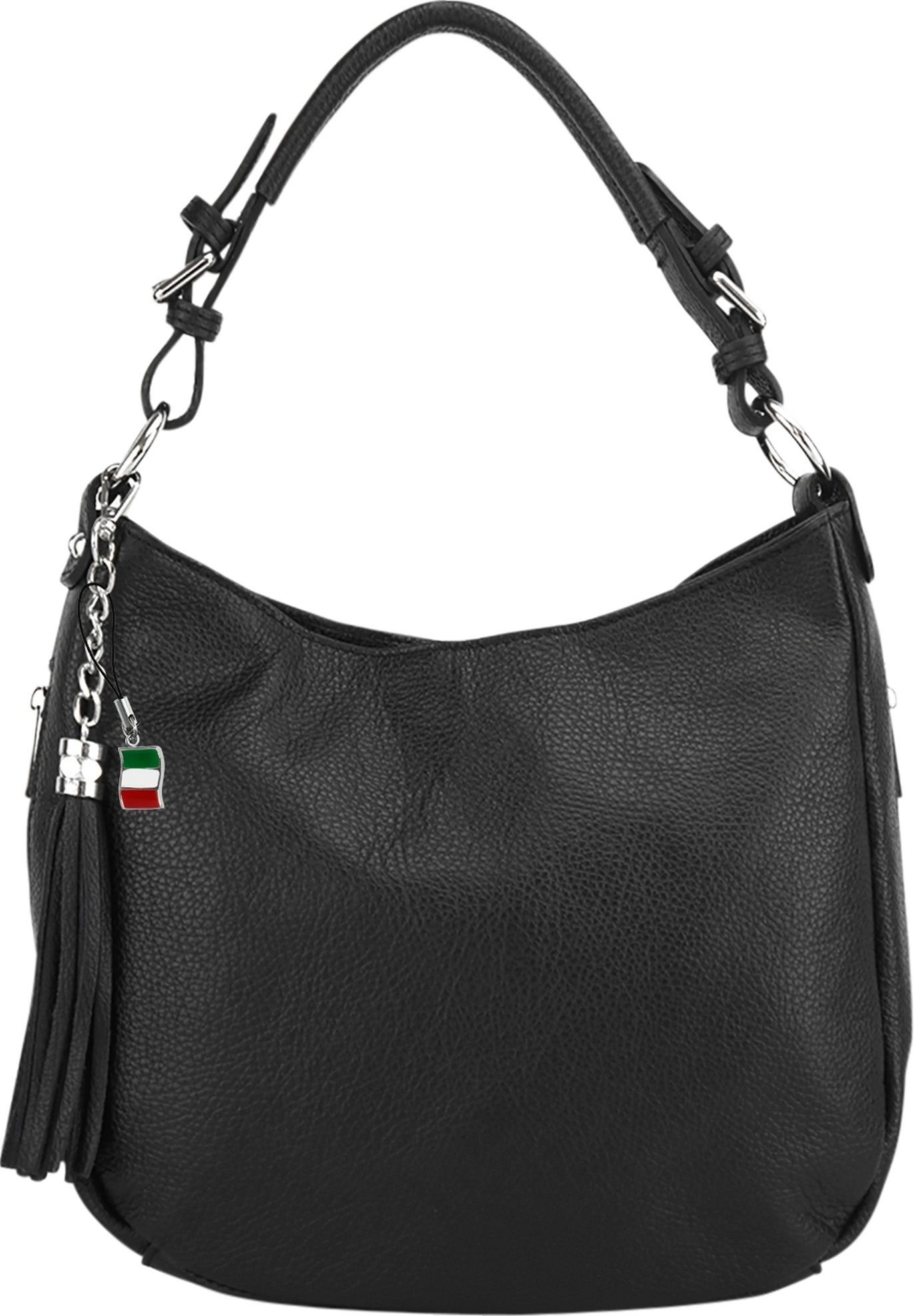 Schultertasche Florence Echtleder Damen Hobo Bag schwarz