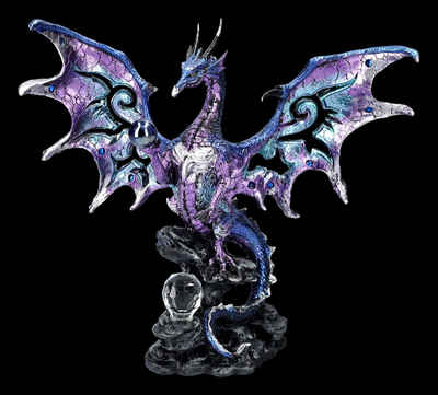 Figuren Shop GmbH Fantasy-Figur Drachen Figur - Blue Dragon Protector - Fantasy Drachenfigur Dekoration