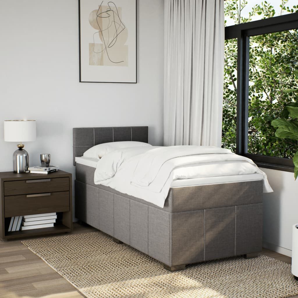 vidaXL Boxspringbett, Boxspringbett mit Matratze Taupe 100x200 cm Stoff