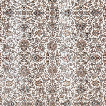 Seidenteppich Seidenteppich - Kaschmir Seide quadratisch - 246 x 243 cm - beige, morgenland, quadratisch, Höhe: 4 mm, Wohnzimmer, Handgeknüpft, Einzelstück mit Zertifikat