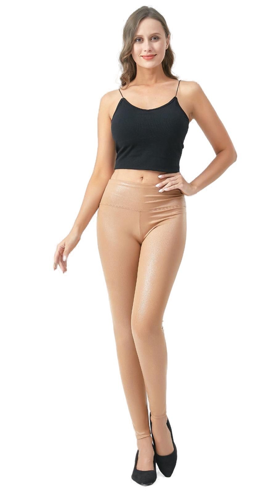 Leggings Damen Lederhose Latex Leggings Lederimität Jeggings