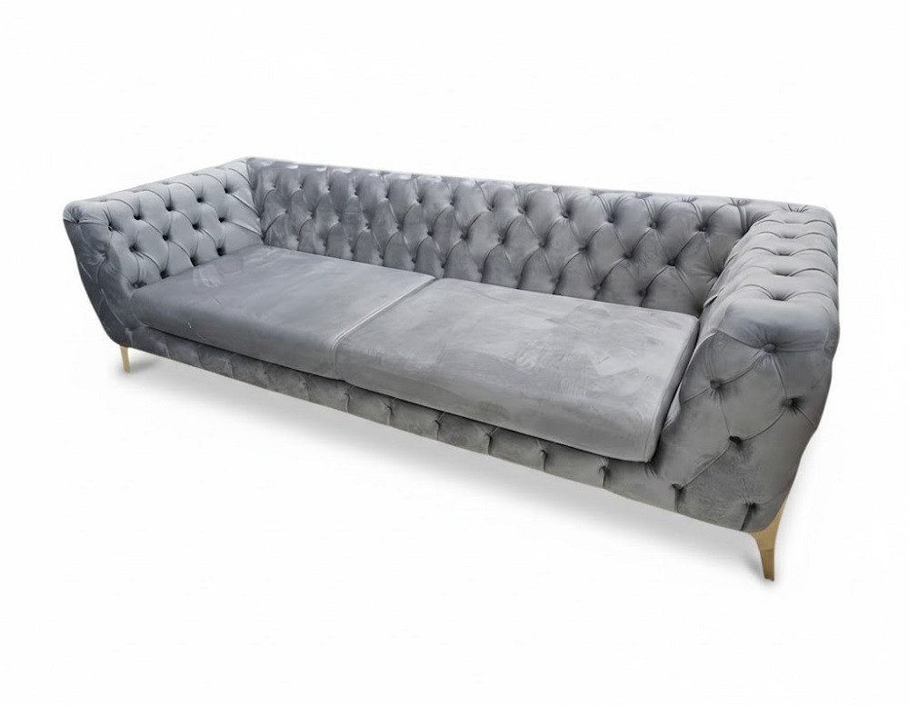 JVmoebel Chesterfield-Sofa Luxus Sofa in Grau mit Chesterfield-Design, 1 Teile, Made in Europa