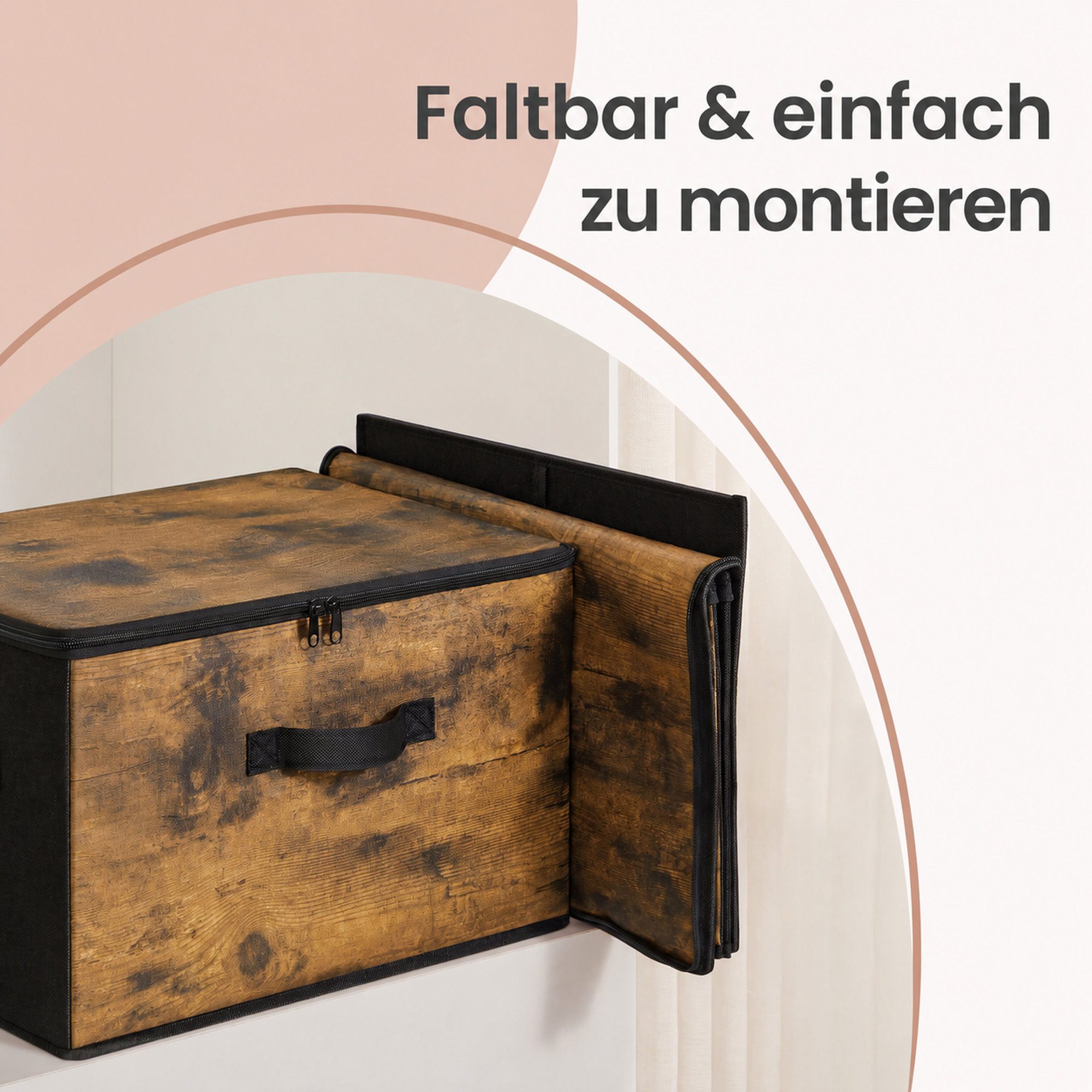 SONGMICS Aufbewahrungsbox mit Griffen, Kleidung Organizer, Vliesstoff, 3er Set, 40 x 30 x 25 cm,faltbare Stoffbox mit Deckel – Bild 4 von 5