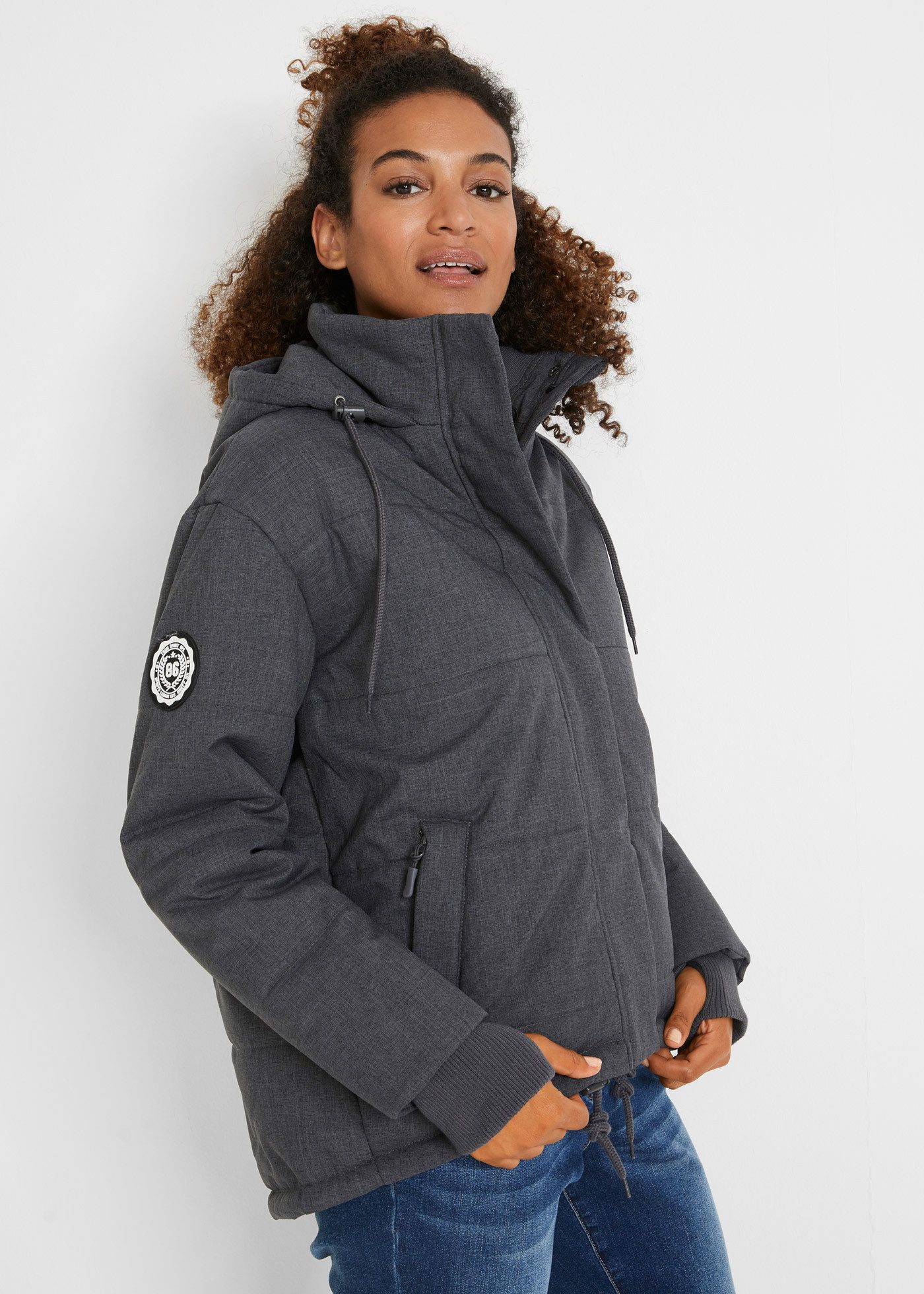 bonprix Steppjacke winddicht, wasserabweisend, atmungsaktiv, Daumenlöcher
