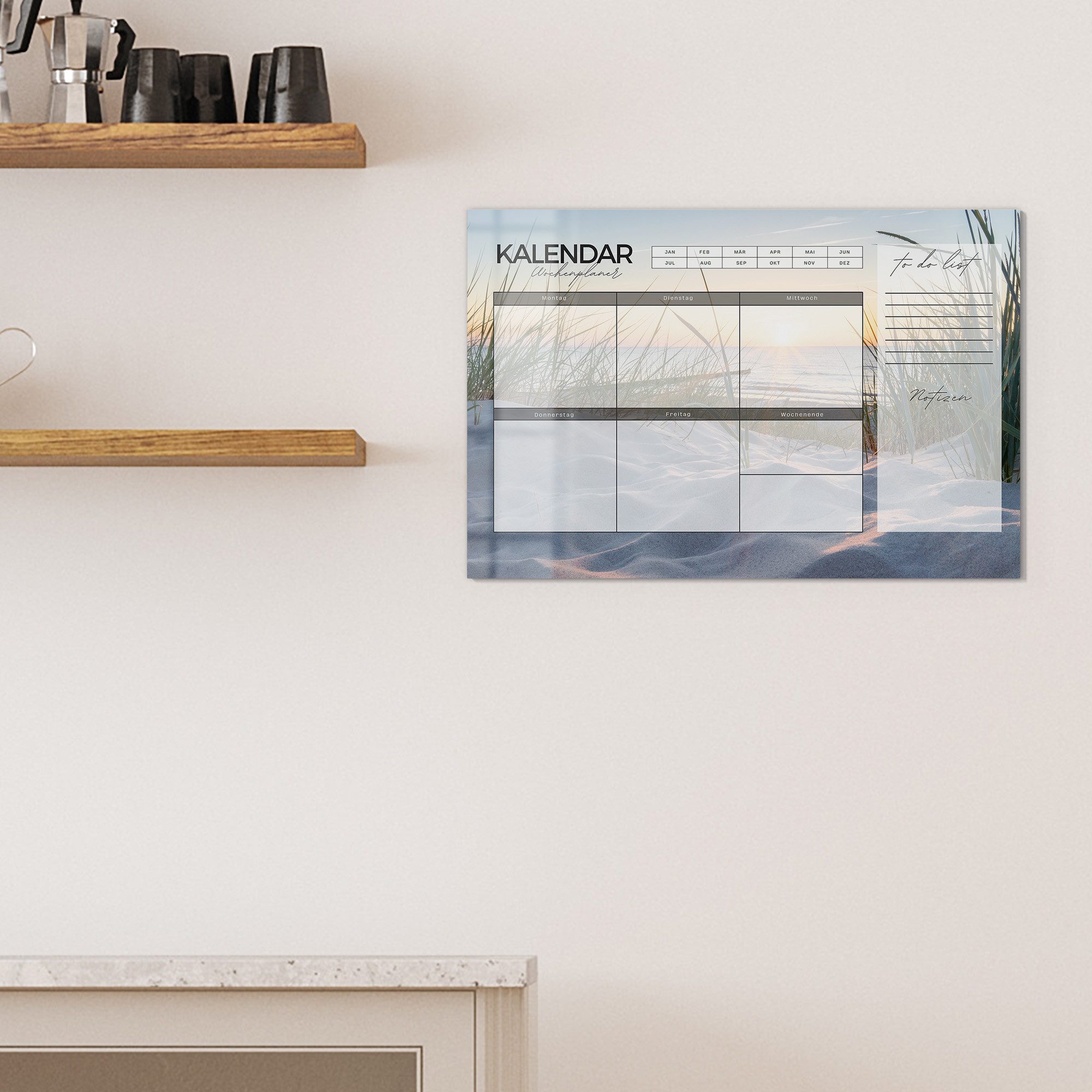 DEQORI Magnettafel 'Wochenplaner Dünen (DE) ', Whiteboard Pinnwand beschreibbar – Bild 3 von 5