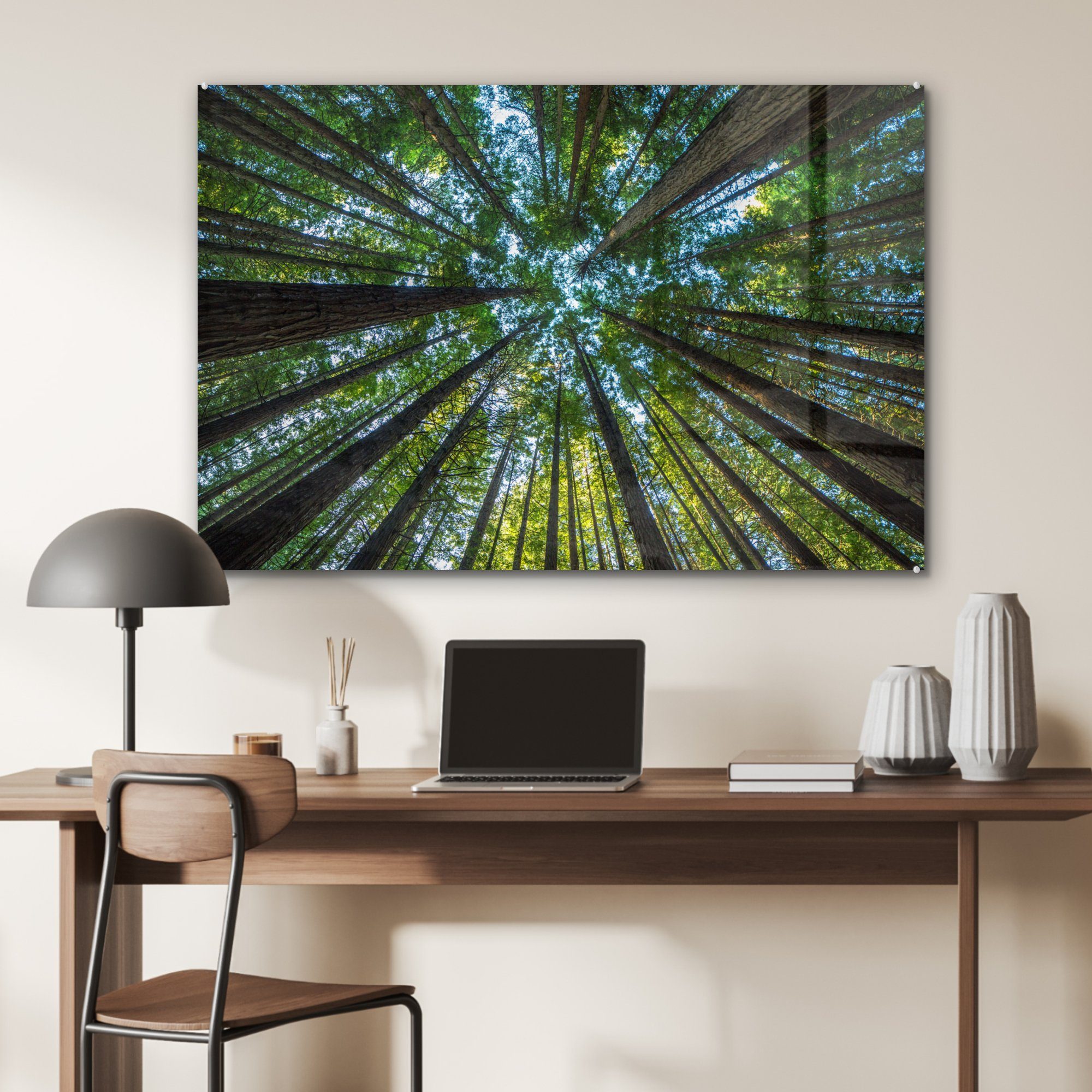 - Bäume, MuchoWow Wohnzimmer Laub & Acrylglasbild (1 Acrylglasbilder Wald - St), Schlafzimmer
