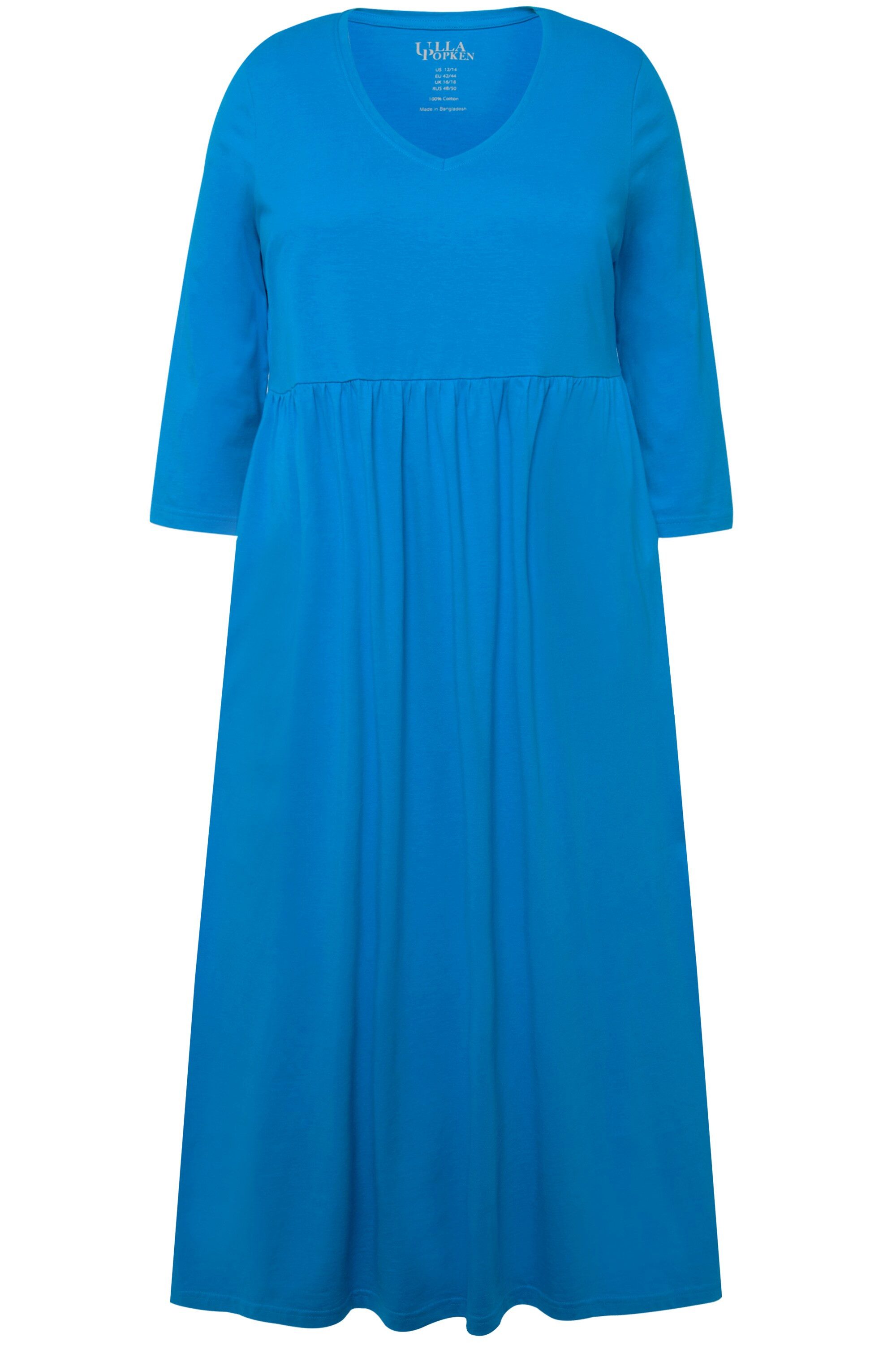 Ulla Popken Maxikleid Jerseykleid Empirenaht V-Ausschnitt günstig online kaufen