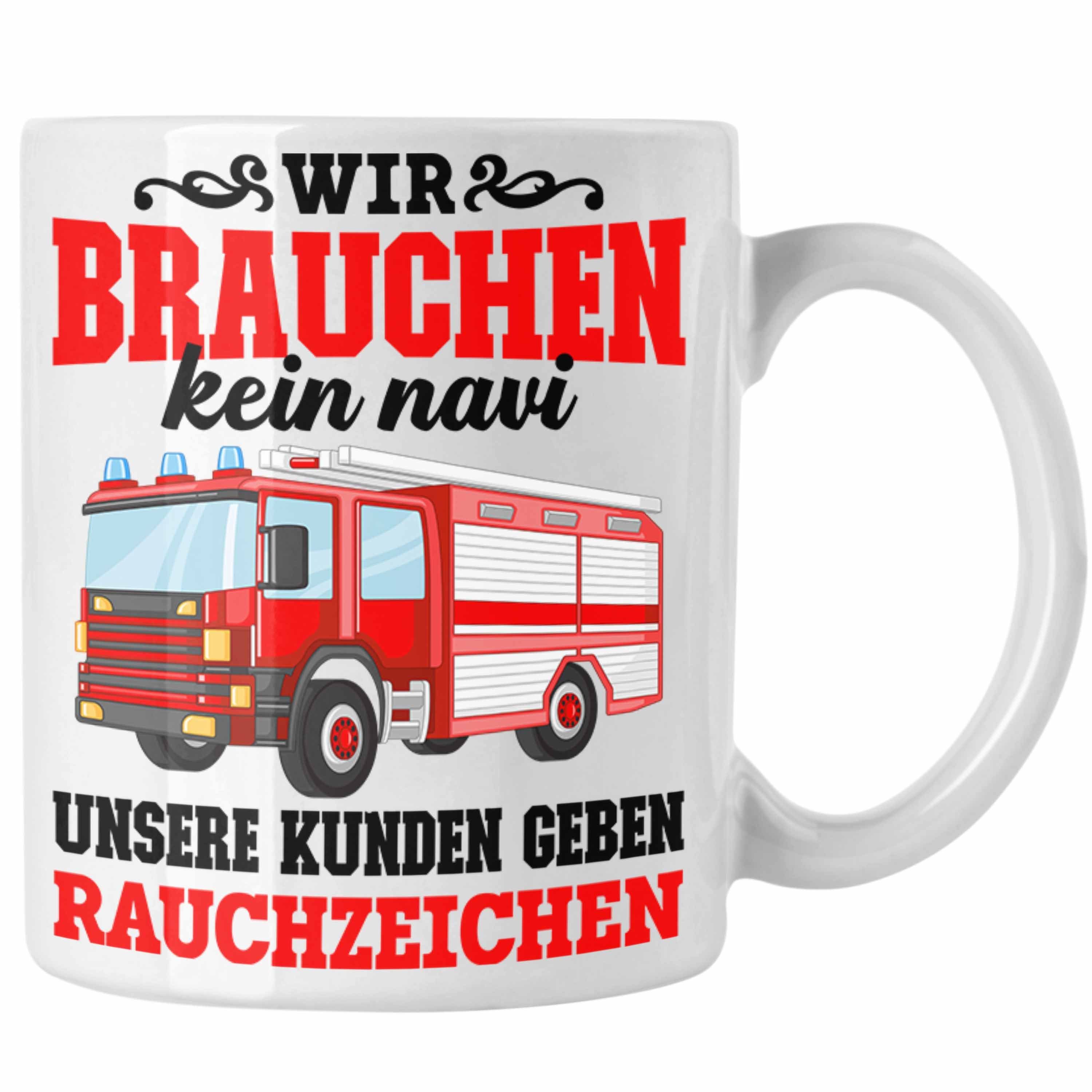 Trendation Tasse Trendation - Feuerwehr Tasse Geschenk Feuerwehrgeschenkartikel Mann Männer Erwachsene Feuerwehrmann Tasse Spruch Weiss