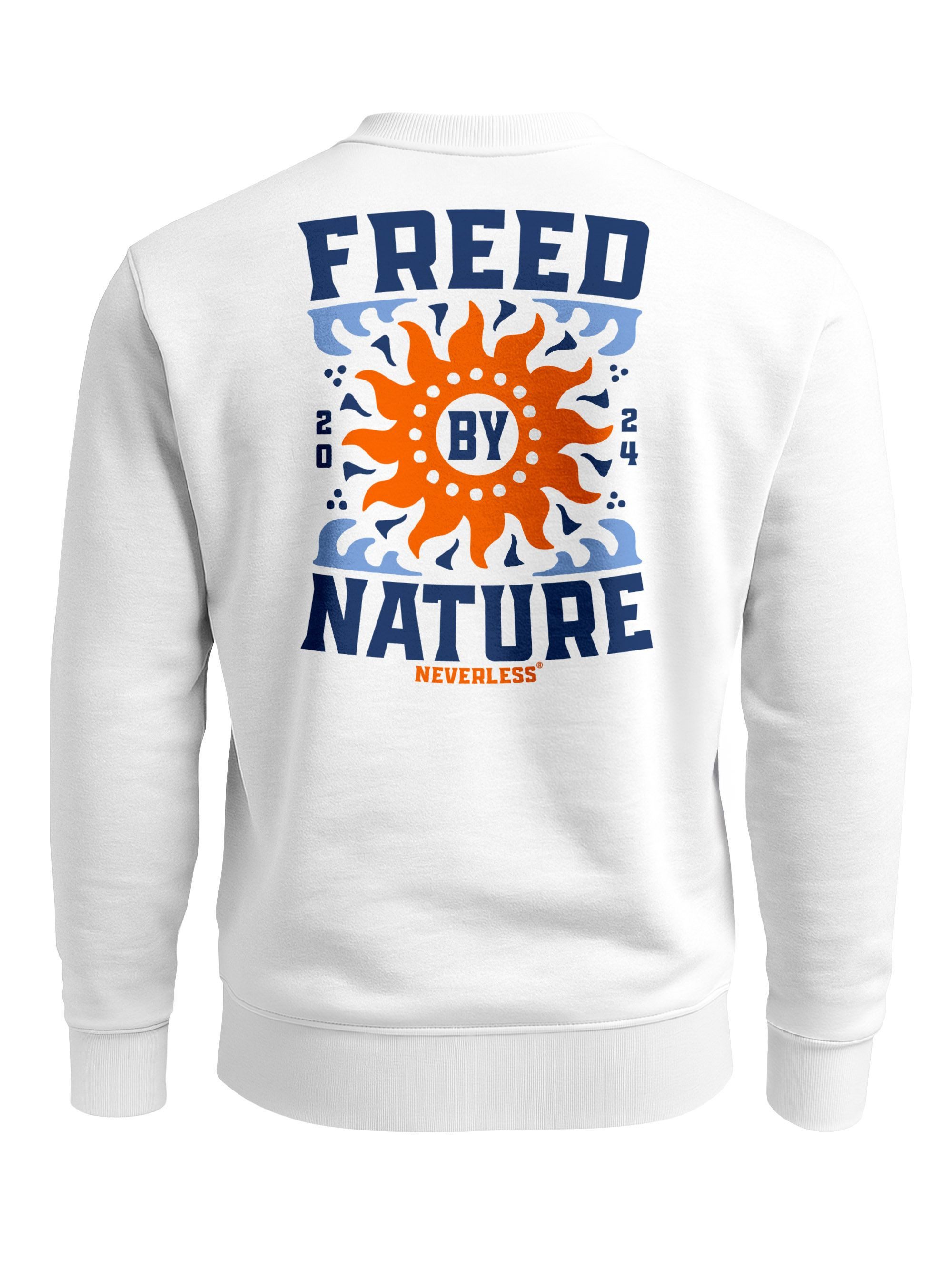 Sweatshirt Sweatshirt Herren Pullover mit Backprint Freed by Nature Sonnenmotiv