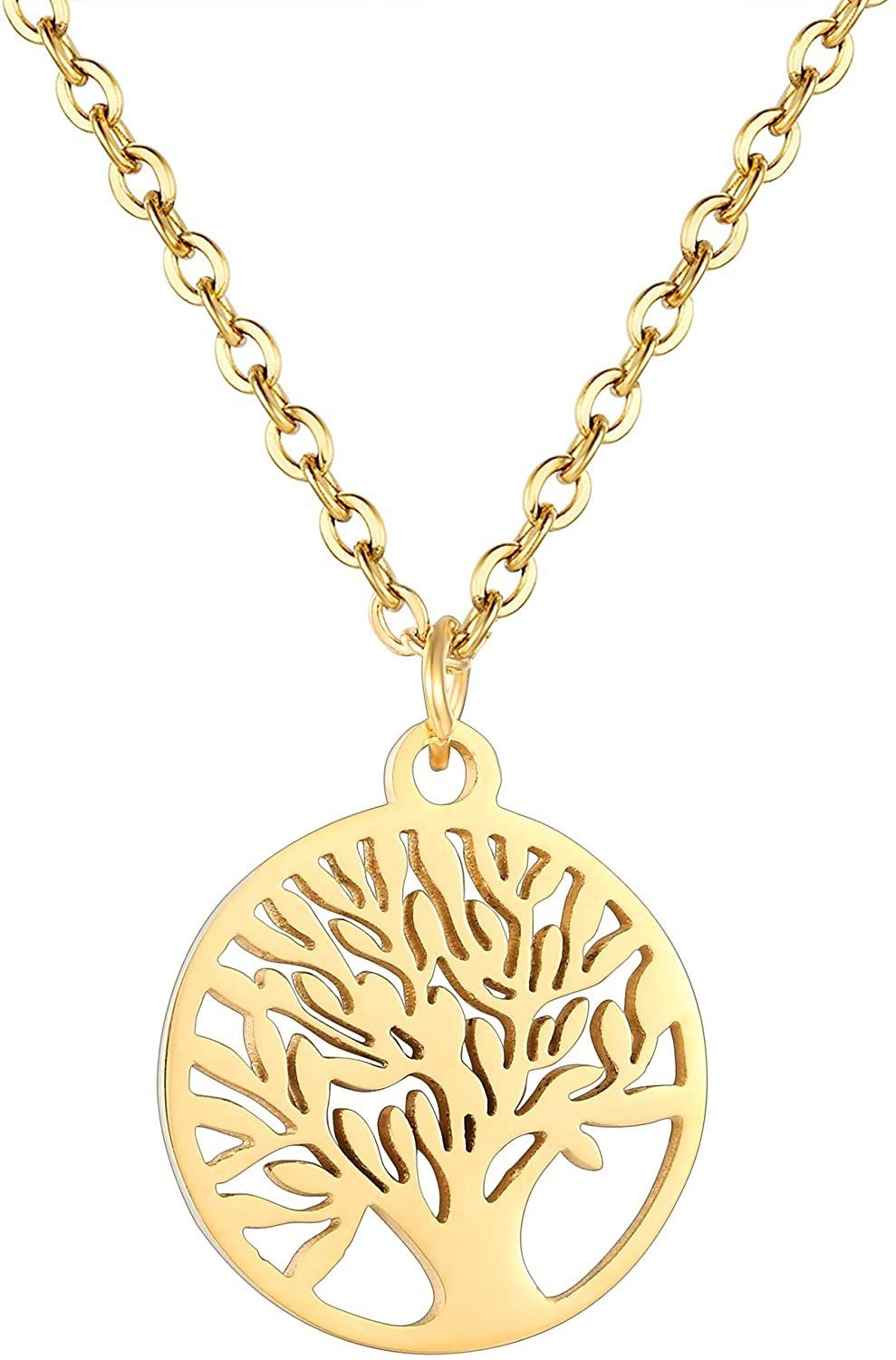 Kette mit Anhänger Karisma Damen Edelstahl Collier Anhänger Kette - Halskette Lebensbaum