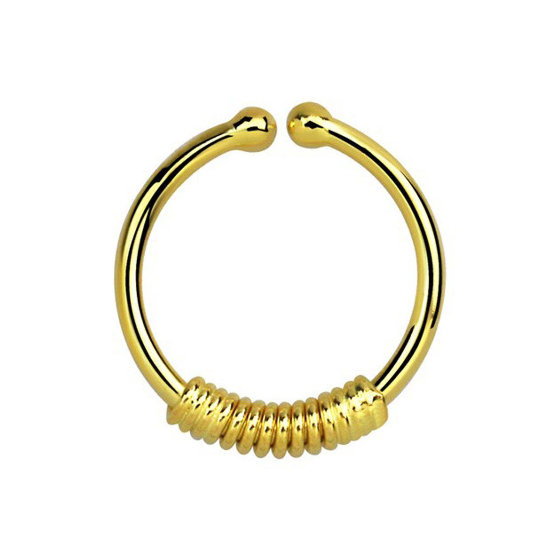 Adelia´s Nasenpiercing Piercing Nasenpiercing, Klemmring aus 925 Silber 18kt. vergoldet mit Spirale