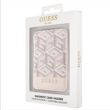 Guess Smartphone-Hülle Guess Wallet Card Slot MagSafe GCube Stripe Kartenhalter Pink