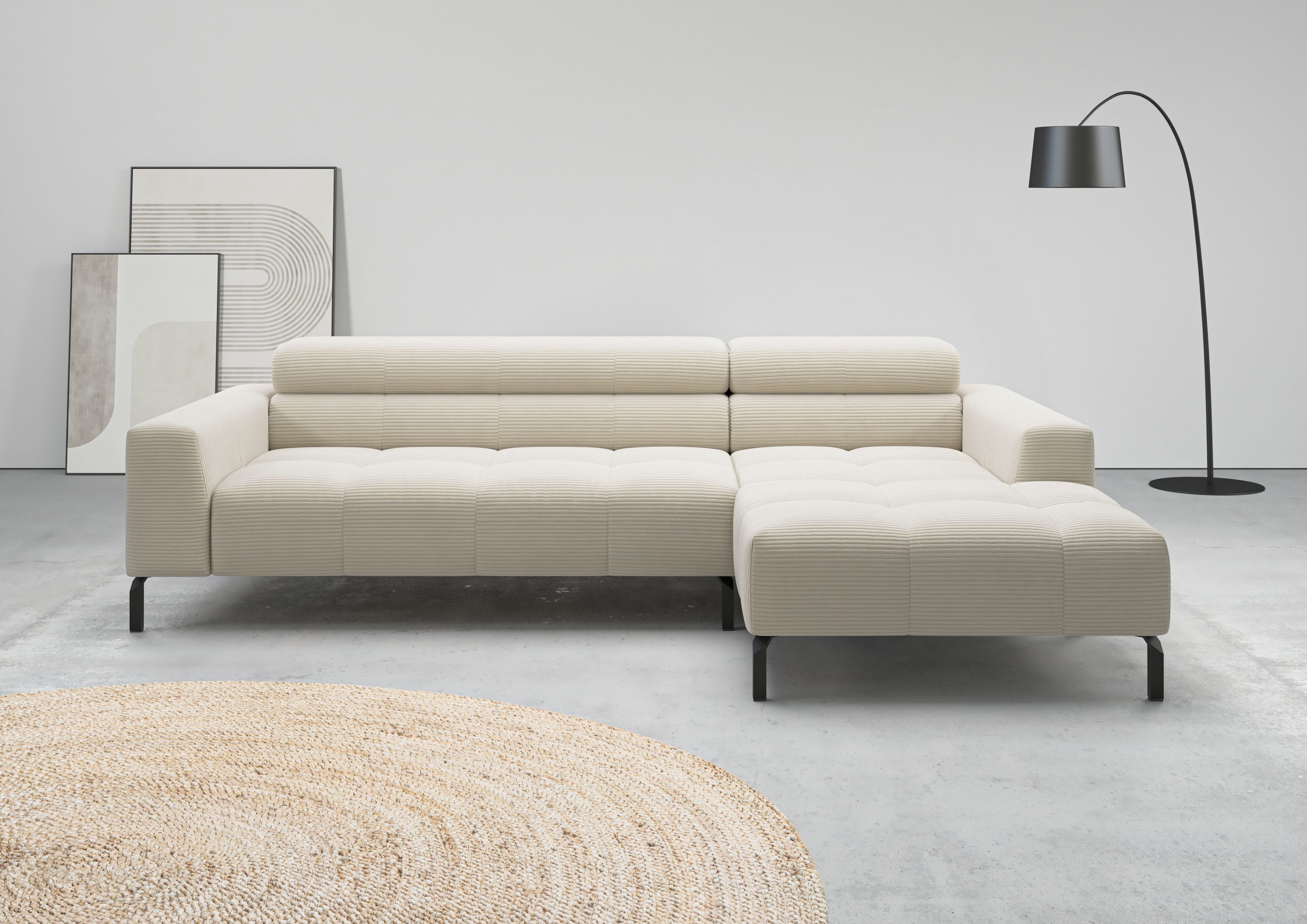 Home affaire Ecksofa Ecksofa Claya, L-Form, Kopfteilverstellung, Breite 258 cm, Moderne Steppung, weicher Polsteraufbau & saugroboterfreundliche Höhe