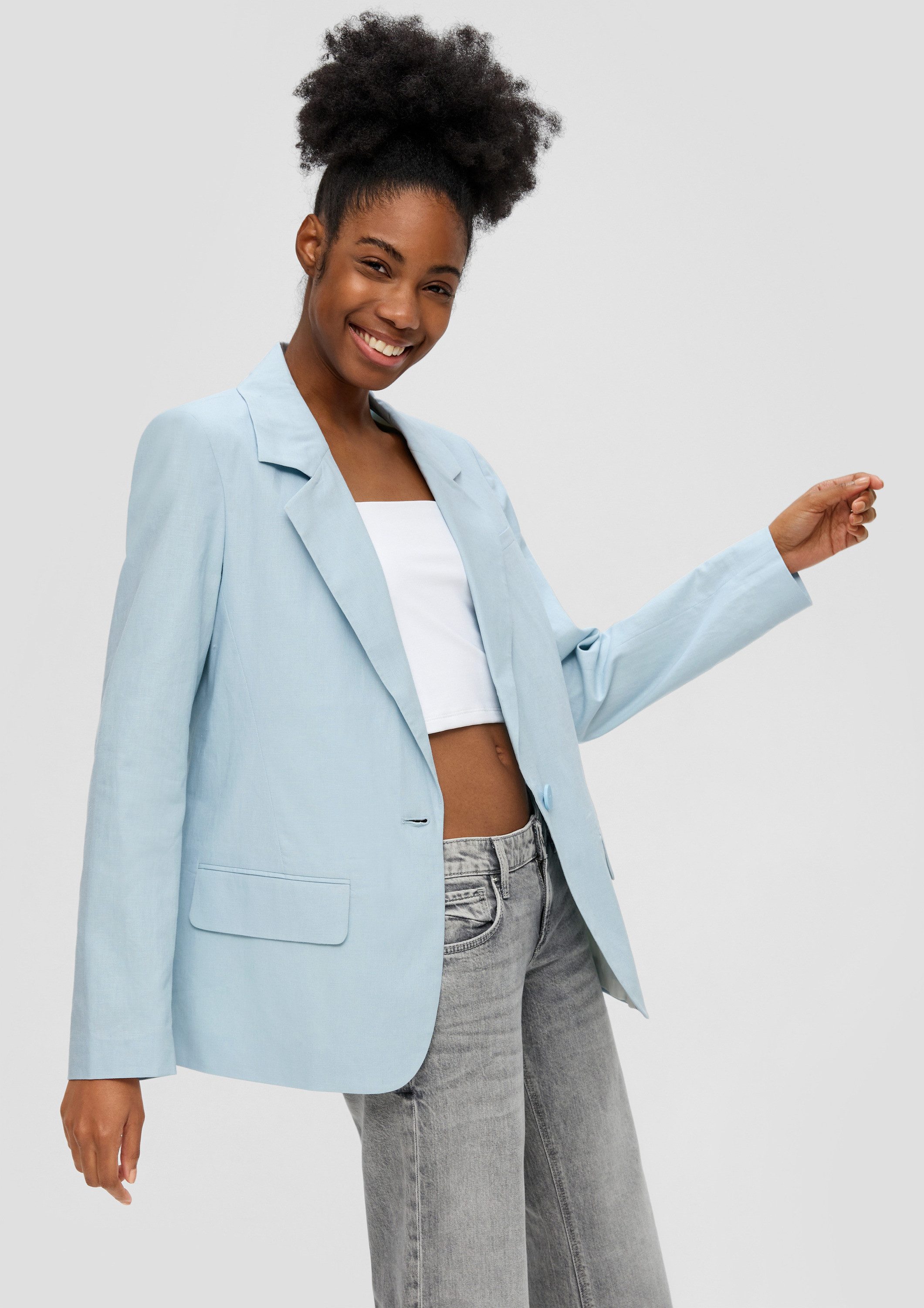 QS Jackenblazer Indoor-Blazer Blazer aus Leinenmix günstig online kaufen