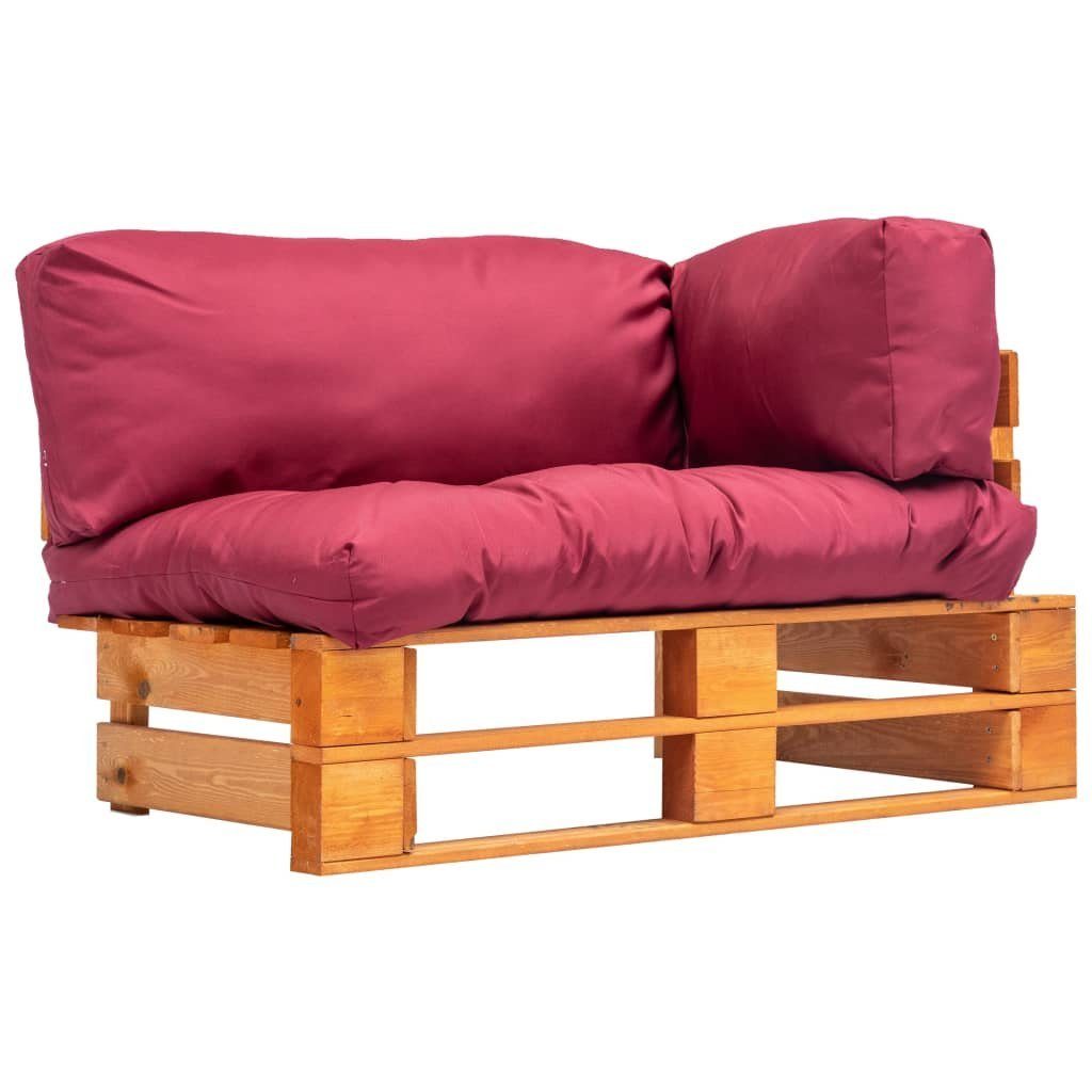 vidaXL Loungesofa Garten-Palettensofa mit Roten Kissen Kiefernholz, 1 Teile Braun und Rot