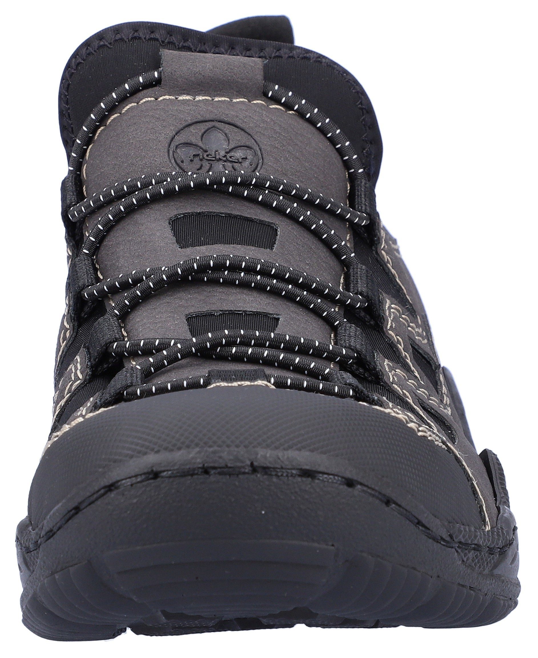 Rieker Slip-On Sneaker mit feiner Ziernaht schwarz-kombiniert