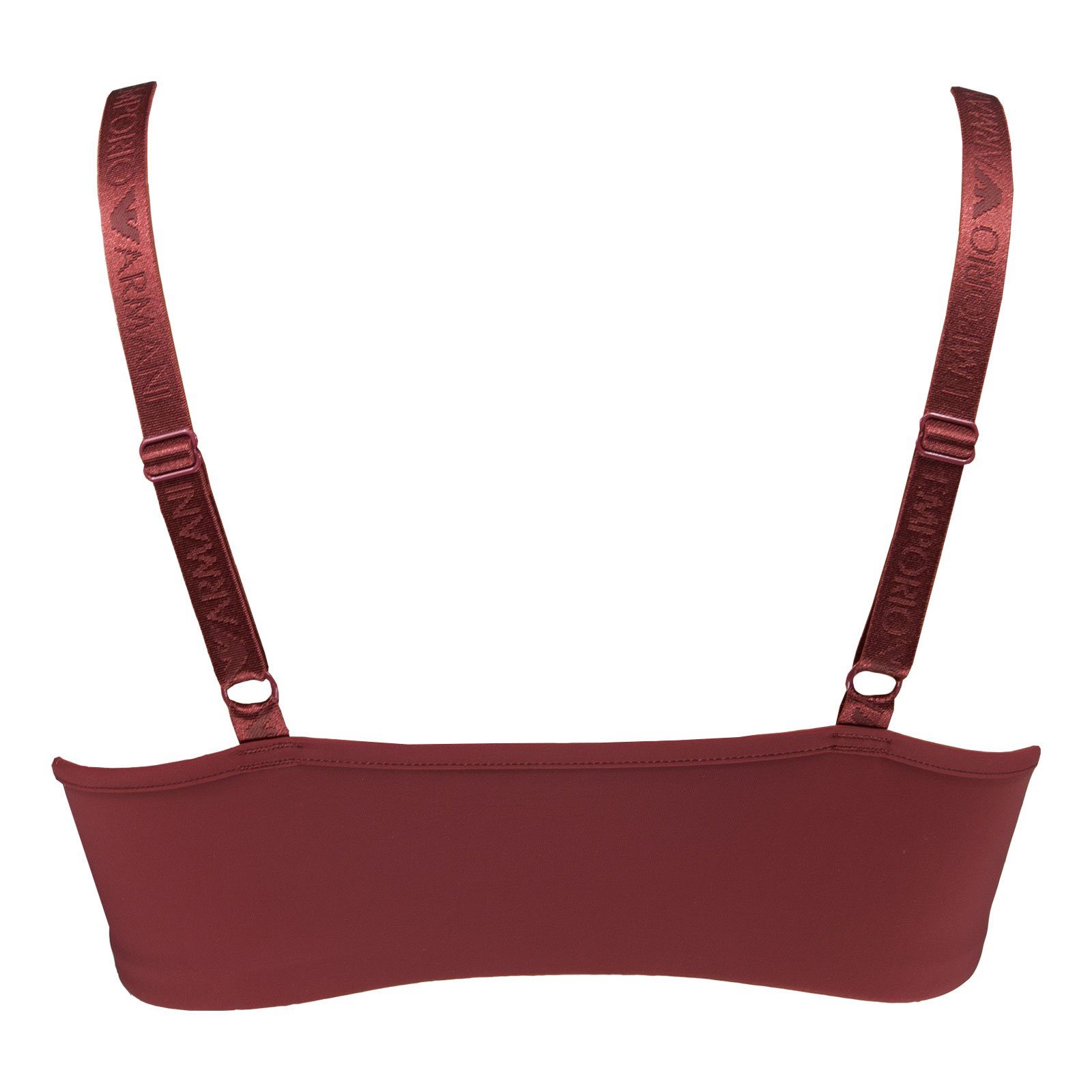 auf pomegranate schimmerndem elegant der Vorderseite Bralette-BH mit Microfiber 05573 Markenschriftzug Armani Emporio