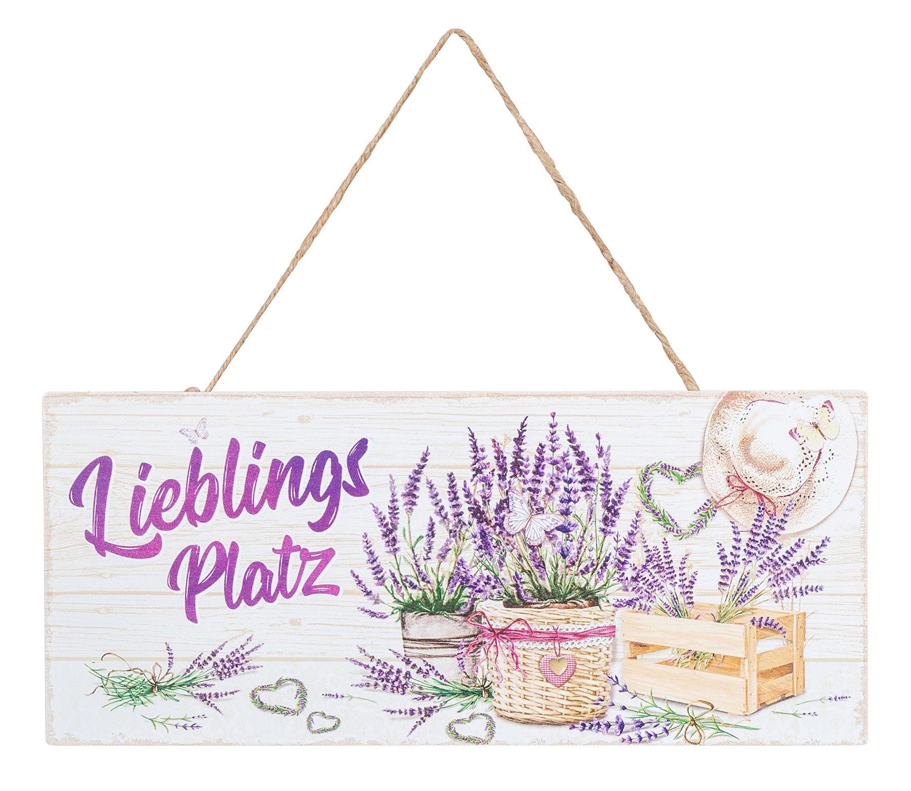 Levandeo® Metallbild, Metallschild Lieblingsplatz L30cm Lavendel günstig online kaufen