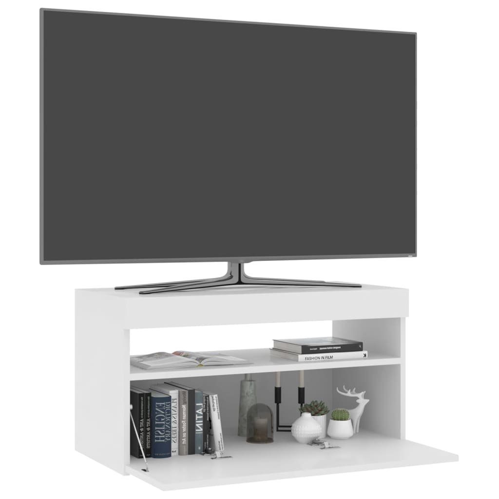 Weiß TV-Schrank LED-Leuchten Lowboard vidaXL mit cm 75x35x40 TV-Schrank