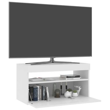 vidaXL TV-Schrank TV-Schrank mit LED-Leuchten Hochglanz-Weiß 75x35x40 cm Lowboard