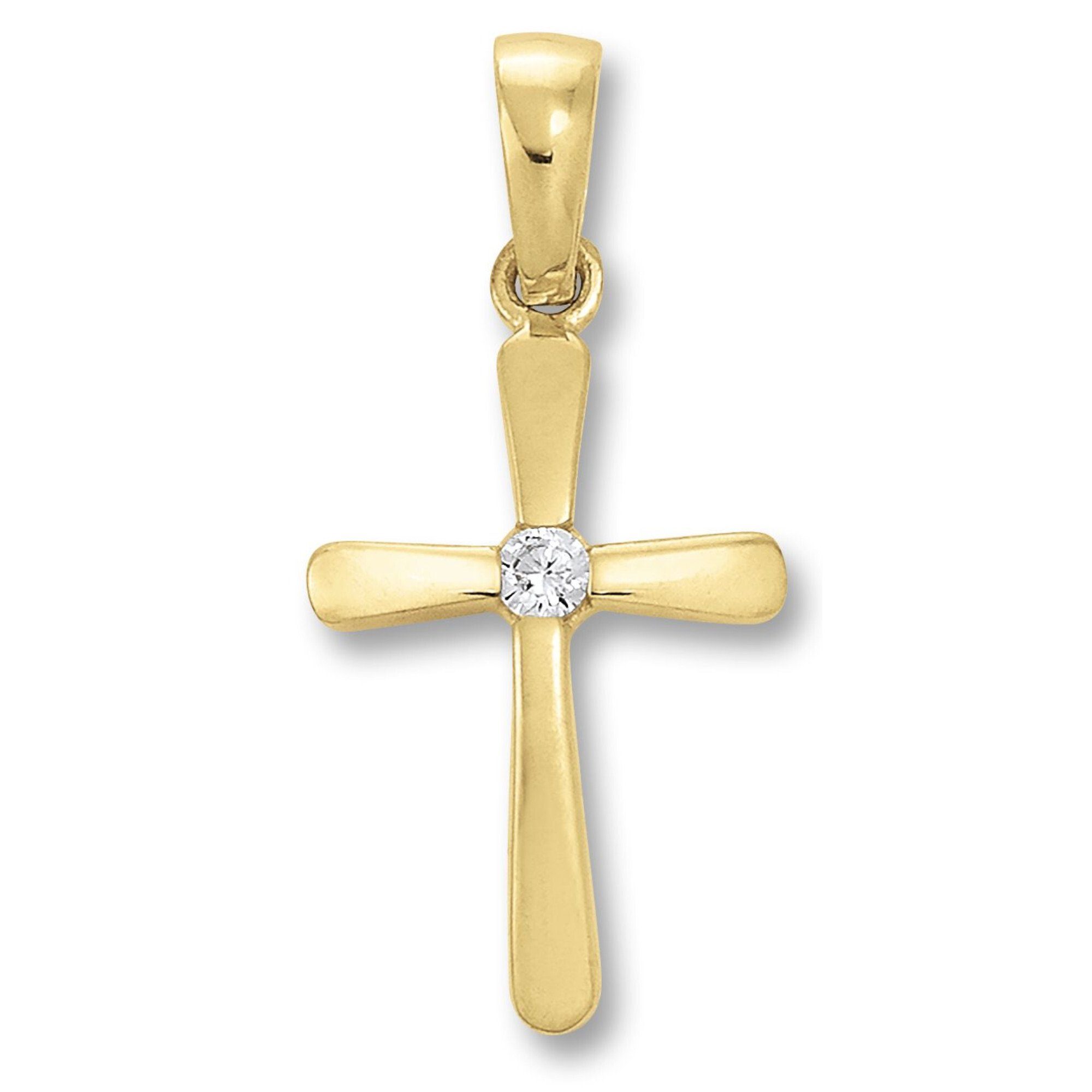 ONE ELEMENT Kettenanhänger Zirkonia Kreuz Anhänger aus 333 Gelbgold, Bedeut günstig online kaufen