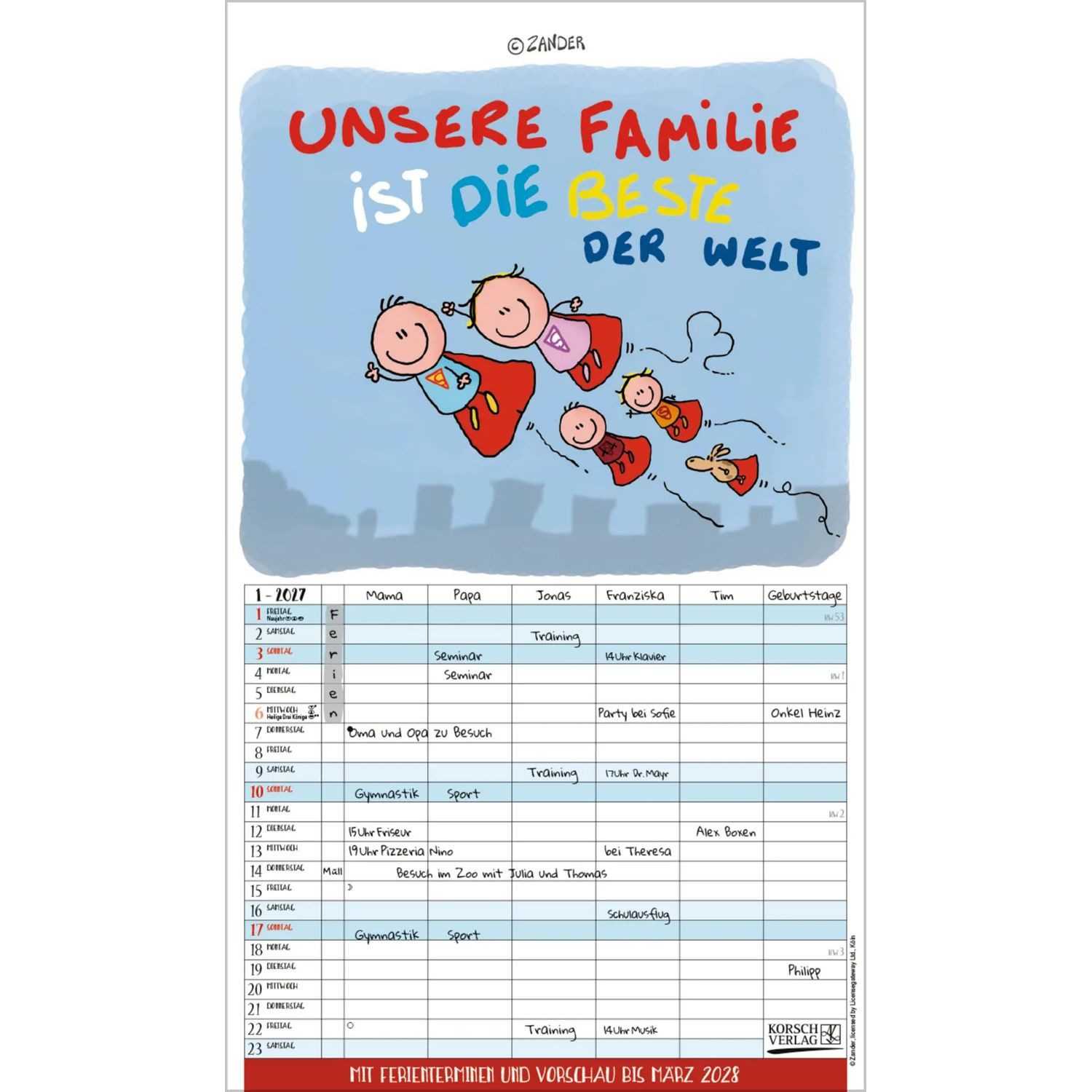 Korsch Verlag Wandkalender Unsere Familie ist die beste! 2027