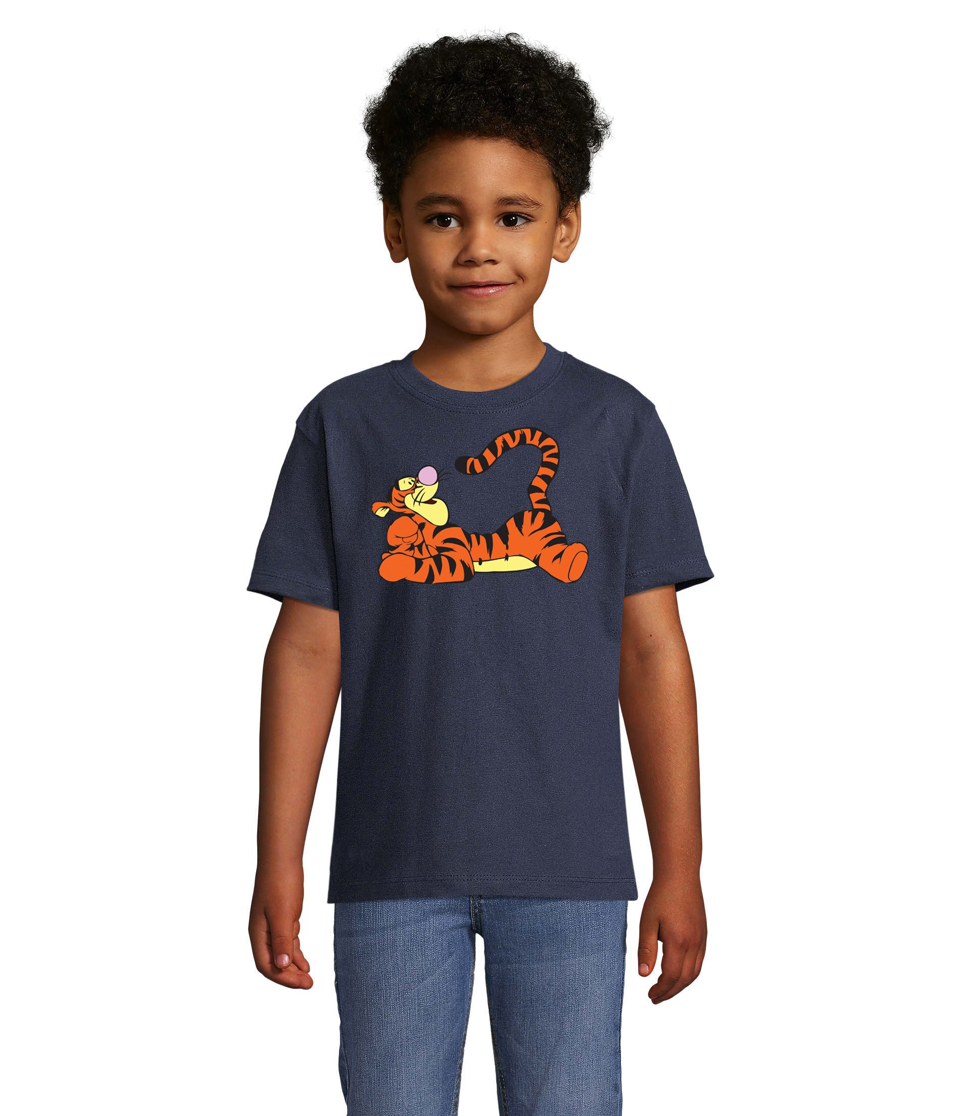 Blondie & Brownie T-Shirt Kinder T-Shirt Tigger Motiv Kurzarm Baumwolle Shirt Jungen Mädchen Top Tigger Kinder T-Shirt Premium Print Crew